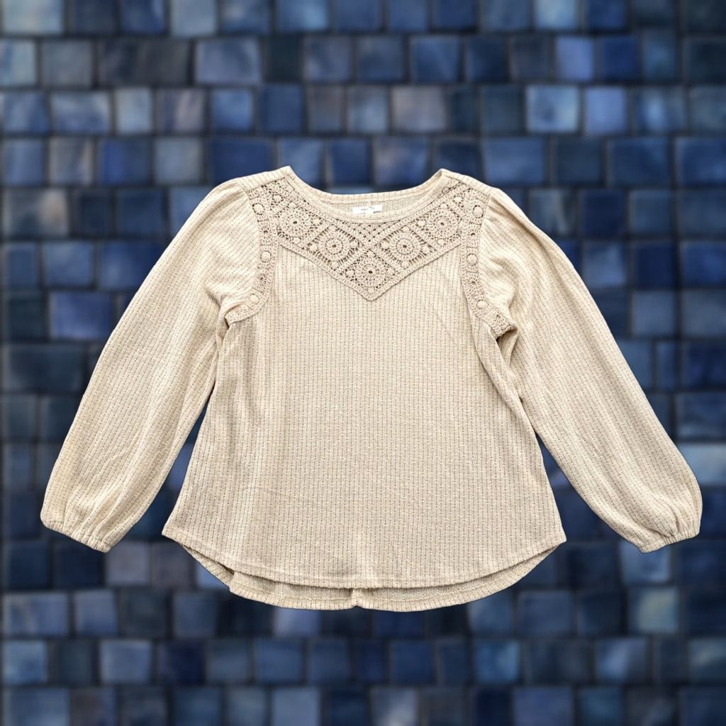 Vintage Maurices Women's Pullover Sweater in Size L Beige Lightweight Knit Rayon Blend Long Sleeve Size L / US 10 / IT 46 - 1 Thumbnail