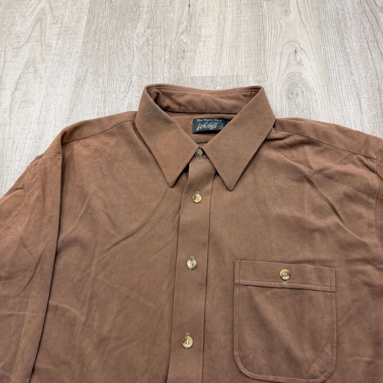 Vintage Vintage The Man's Shop Button Up Shirt Extra Large Brown Size US XL / EU 56 / 4 - 3 Thumbnail