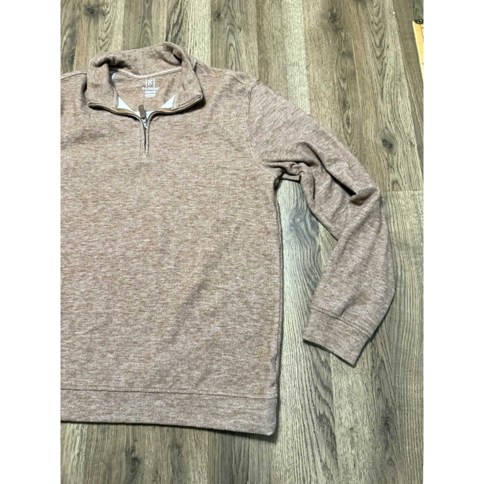 George George Sweater Mens Medium Brown Long Sleeve 1/4 Zipper Pullover Regular Knit Size US M / EU 48-50 / 2 - 4 Thumbnail