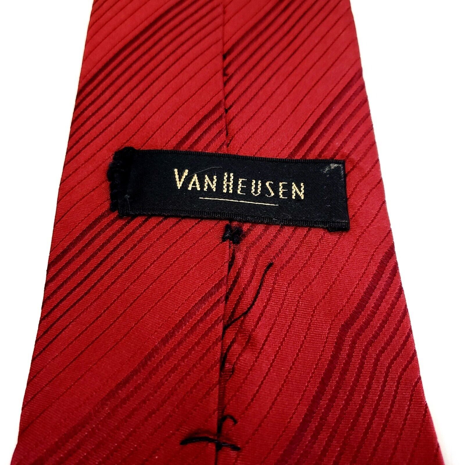 Van Heusen Van Heusen Red Silk Tie Woven Striped Short Size ONE SIZE - 4 Thumbnail