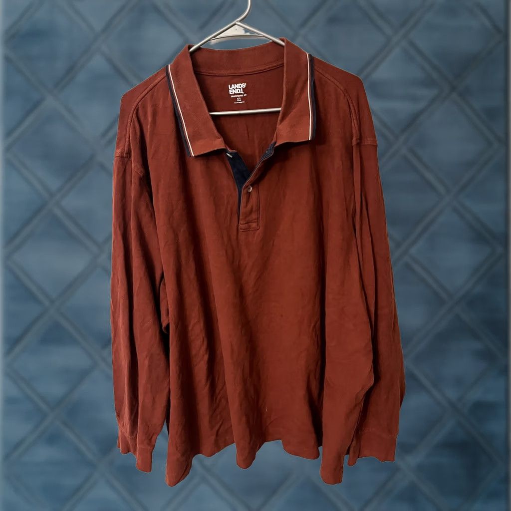 Lands' End Lands' End Polo Shirt Men's Size 4XL Burnt Orange long Sleeve Traditional Fit Size US XXL / EU 58 / 5 - 1 Thumbnail