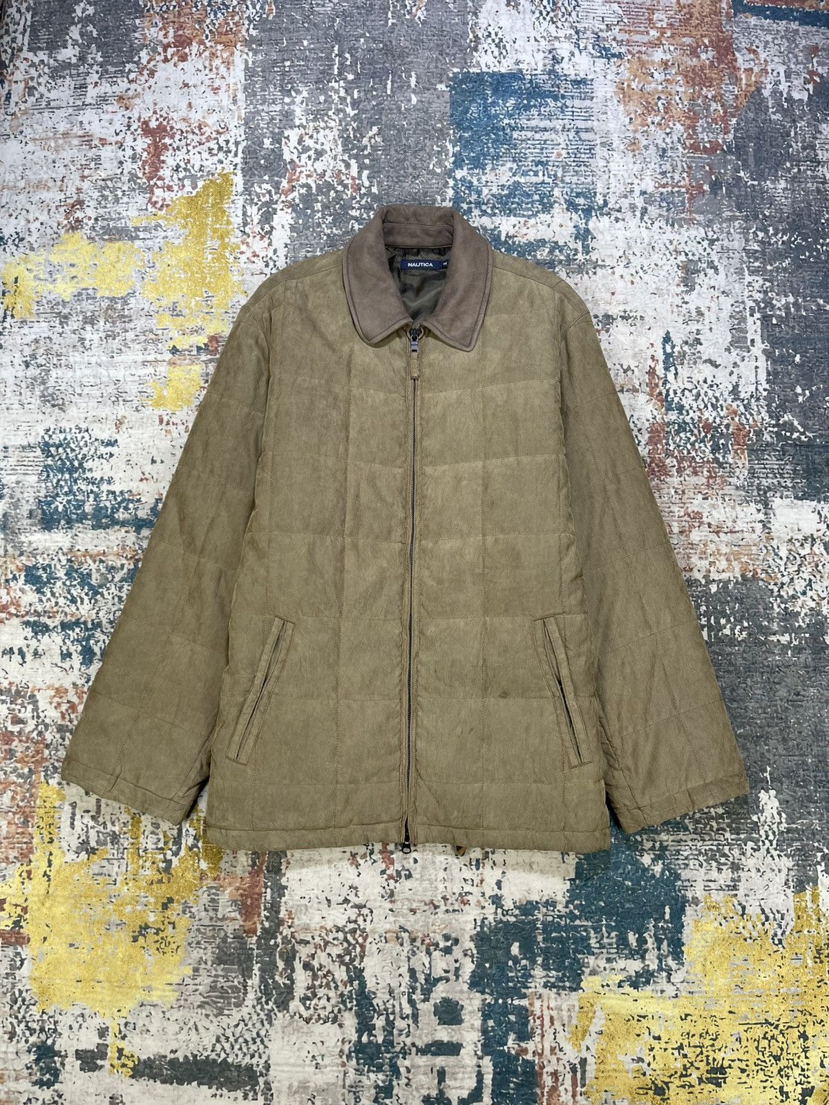 Nautica Vtg Nautica Quilted Leather Collar Padded Zip Up Jacket Size US M / EU 48-50 / 2 - 1 Thumbnail