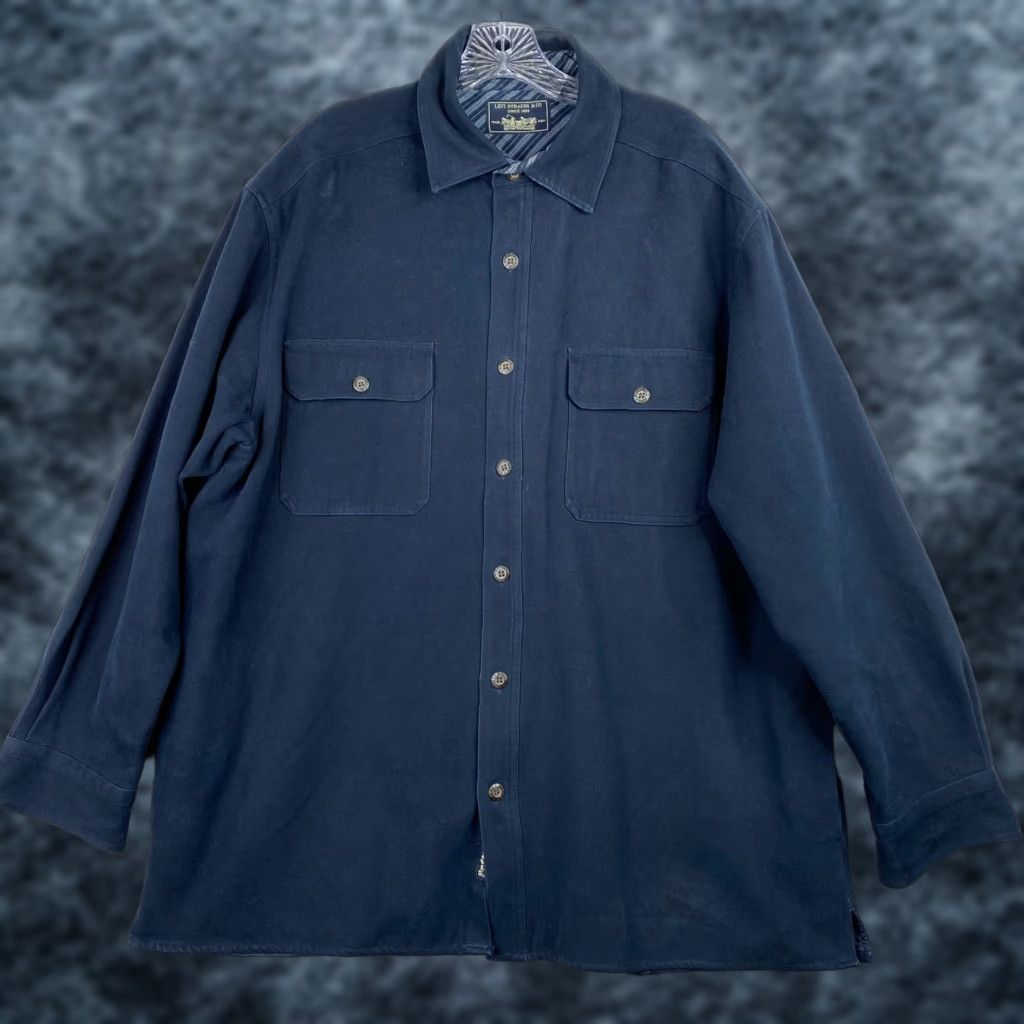 Levi's VINTAGE Levi's Mens Shacket L Navy Blue Workwear Shirt Jacket Coat Button Down 90s Y2K Size US L / EU 52-54 / 3 - 1 Thumbnail