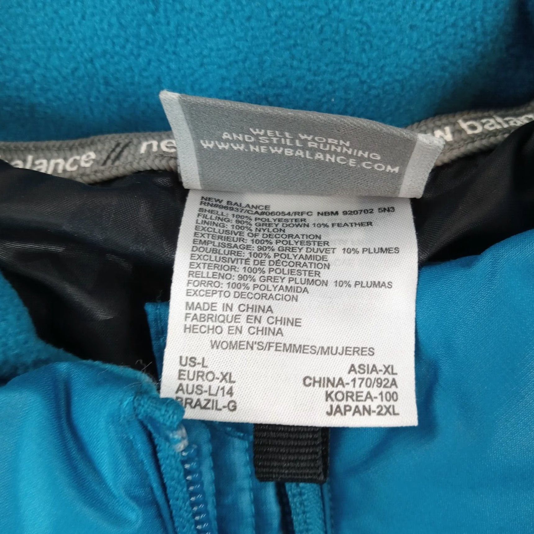 New Balance New Balance Womens Puffer Jacket Large Blue Full Zip Size L / US 10 / IT 46 - 6 Thumbnail