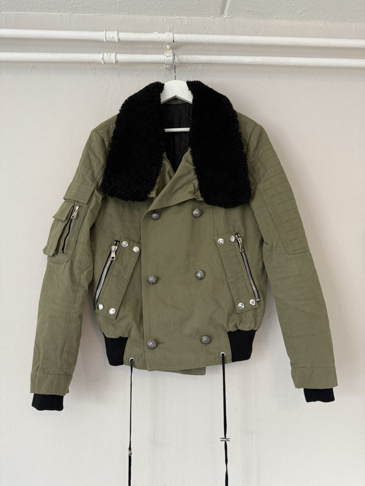 Balmain Military Bomber Jacket with Shearling Collar Size US M / EU 48-50 / 2 - 1 Thumbnail