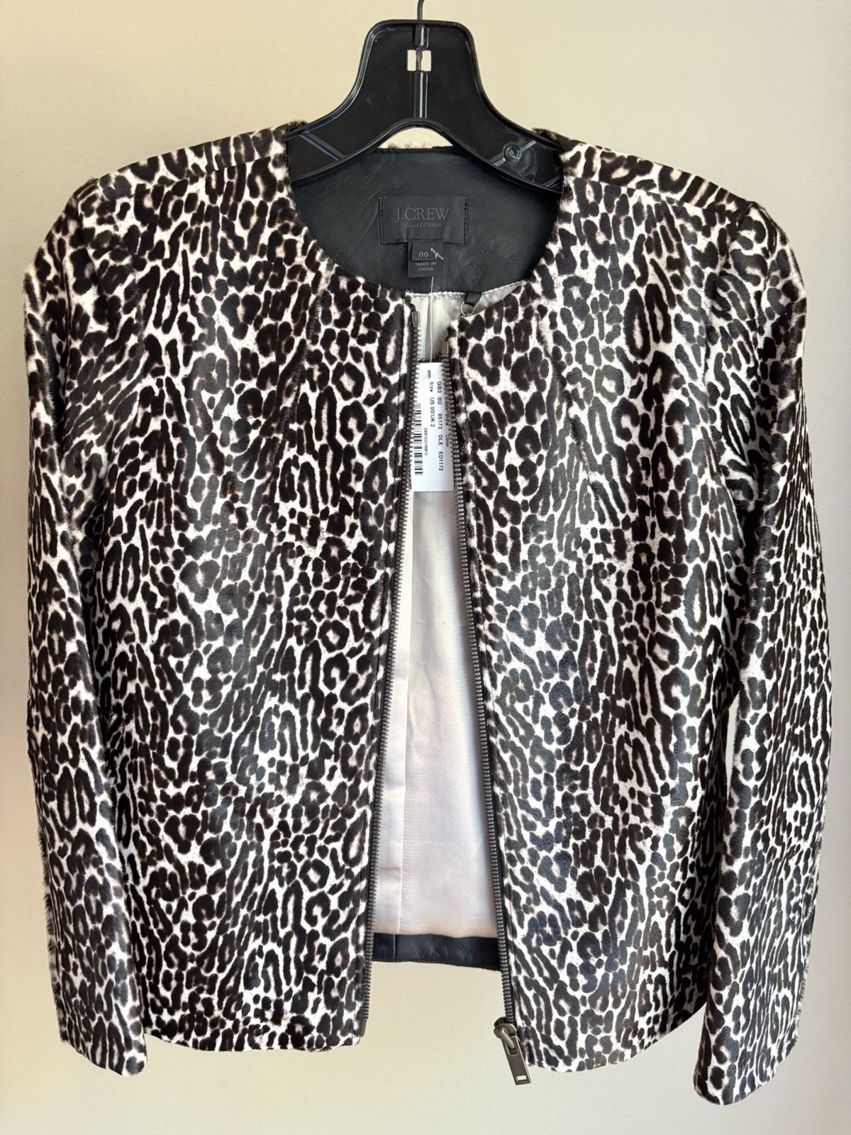 J.Crew J.Crew Calf Hair Leopard Print Leather Jacket NEW with tag Size XXS / US 00 / IT 34 - 1 Thumbnail
