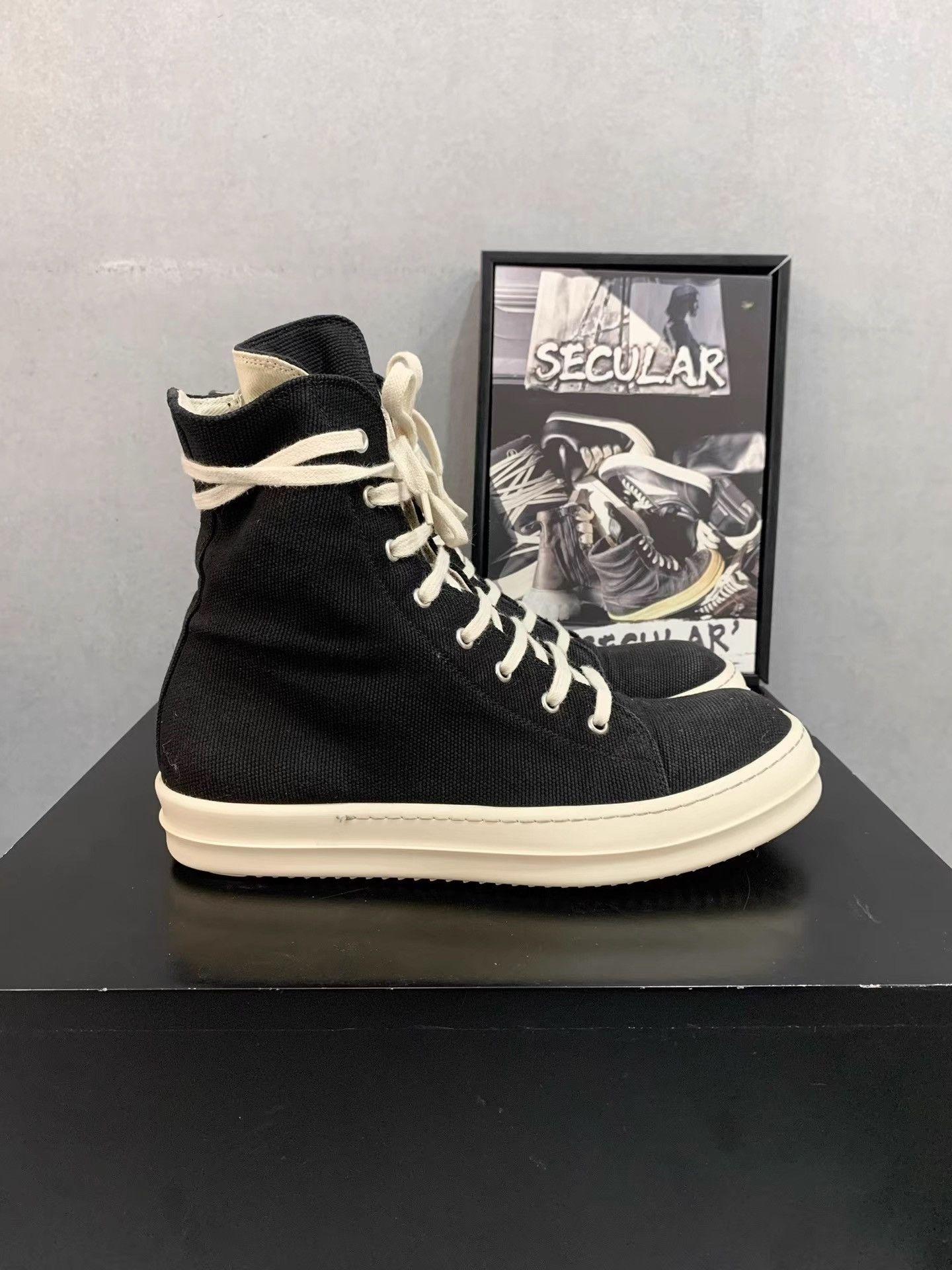 Rick Owens Rick Owens Black Canvas High Top Sneakers K34 Size US 8 / EU 41 - 3 Thumbnail