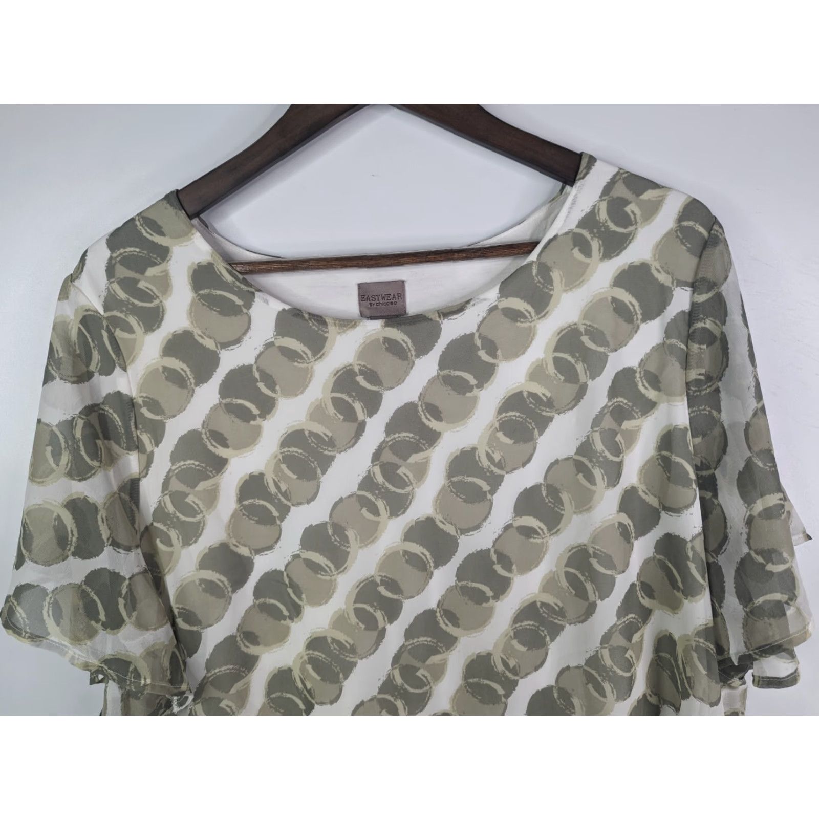 Vintage Chico's Easywear Circle Chains Double-Layer Dolman Sleeve Blouse XS? (Context: Original size XL) Size XL / US 12-14 / IT 48-50 - 2 Thumbnail
