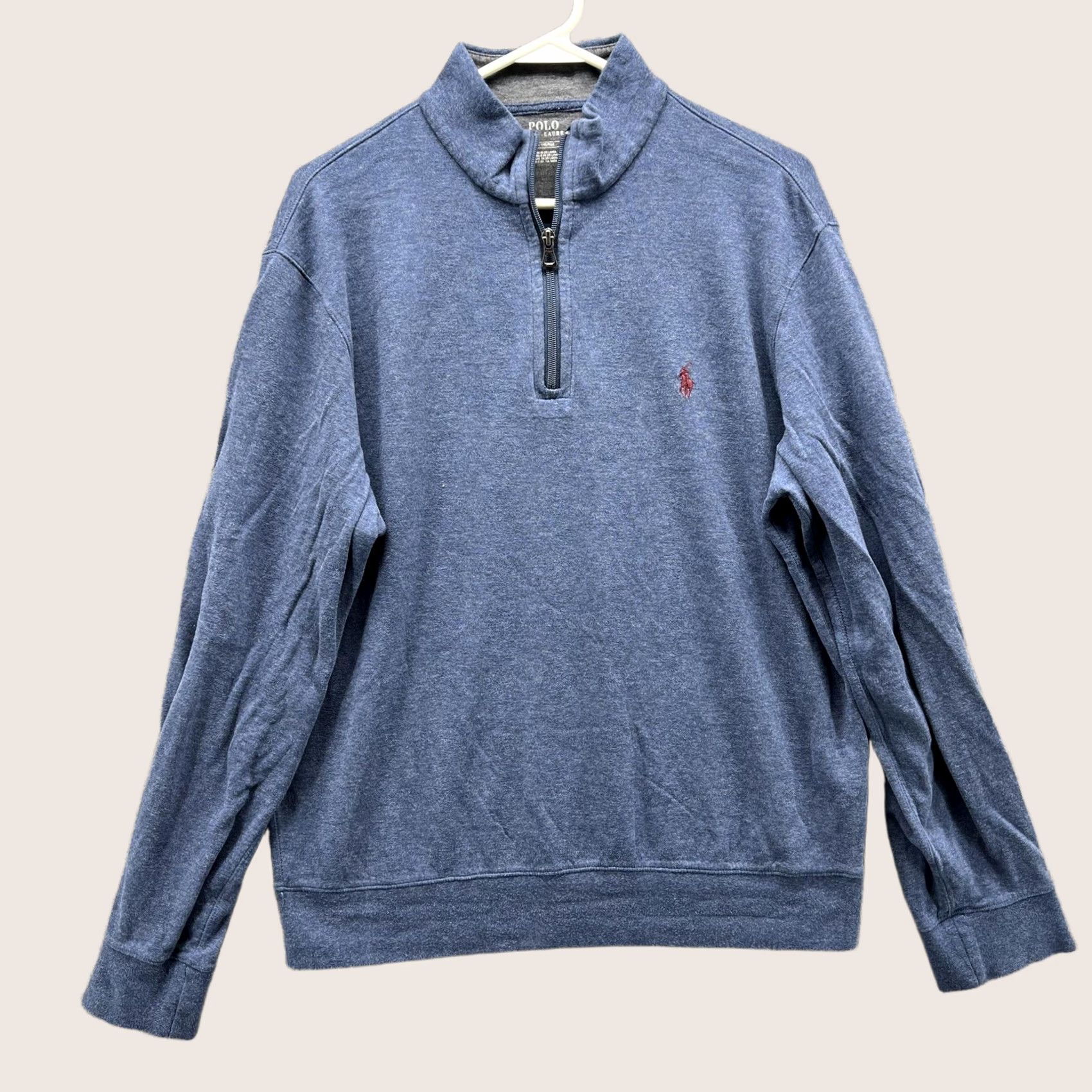 Polo Ralph Lauren Polo Ralph Lauren Sweatshirt Mens M Blue 1/4 Zip Mock Neck Knit Pullover Size US M / EU 48-50 / 2 - 1 Thumbnail