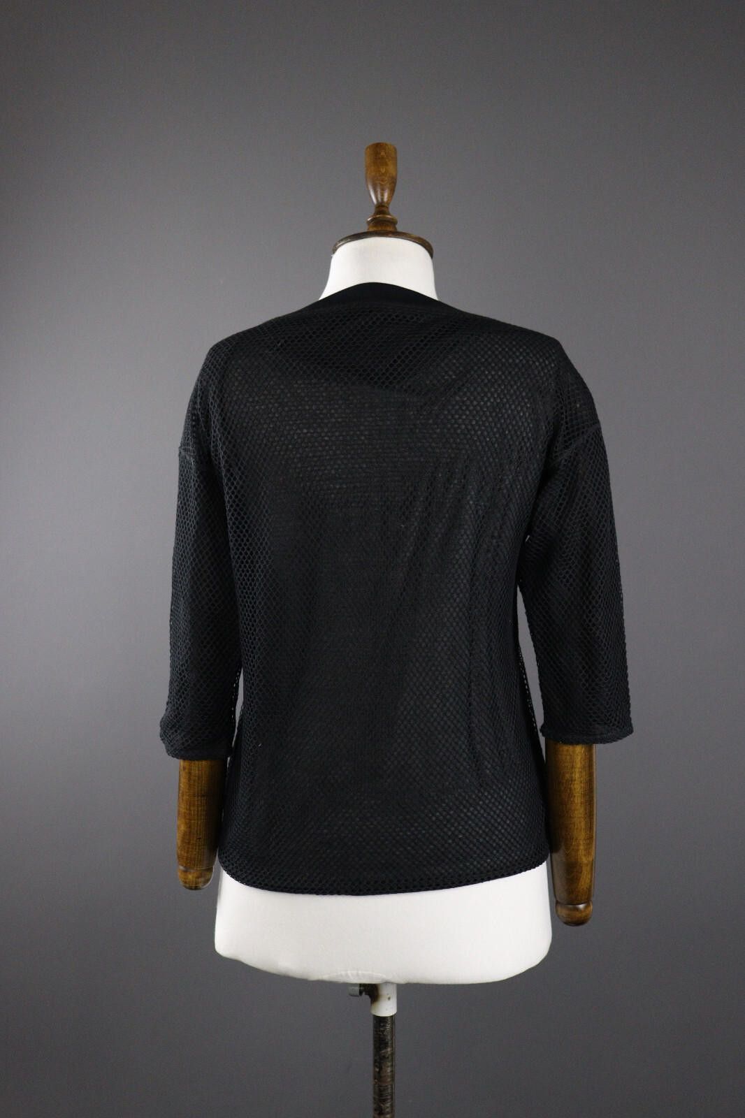 Designer Marc Cain Sports Black Crochet Knit Pullover Top Size 1 Size M / US 6-8 / IT 42-44 - 5 Thumbnail