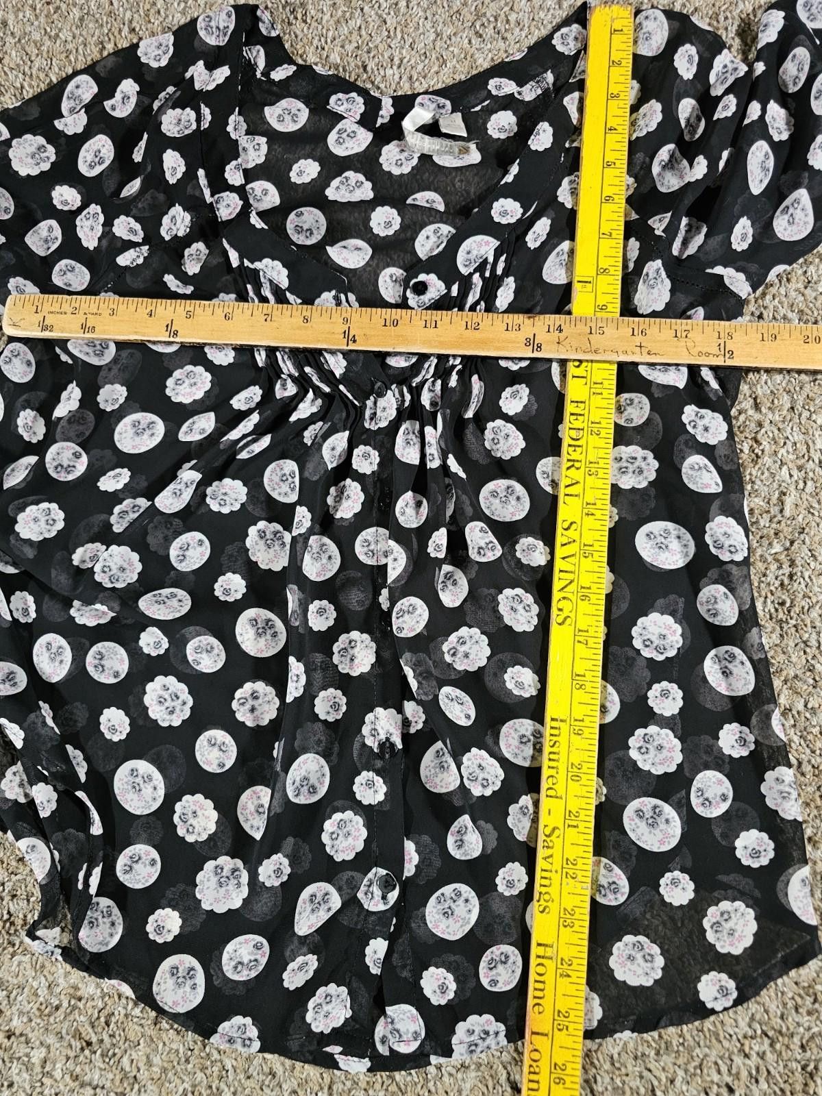 Other Lauren Conrad Floral Black Sheer Top Size M / US 6-8 / IT 42-44 - 4 Thumbnail
