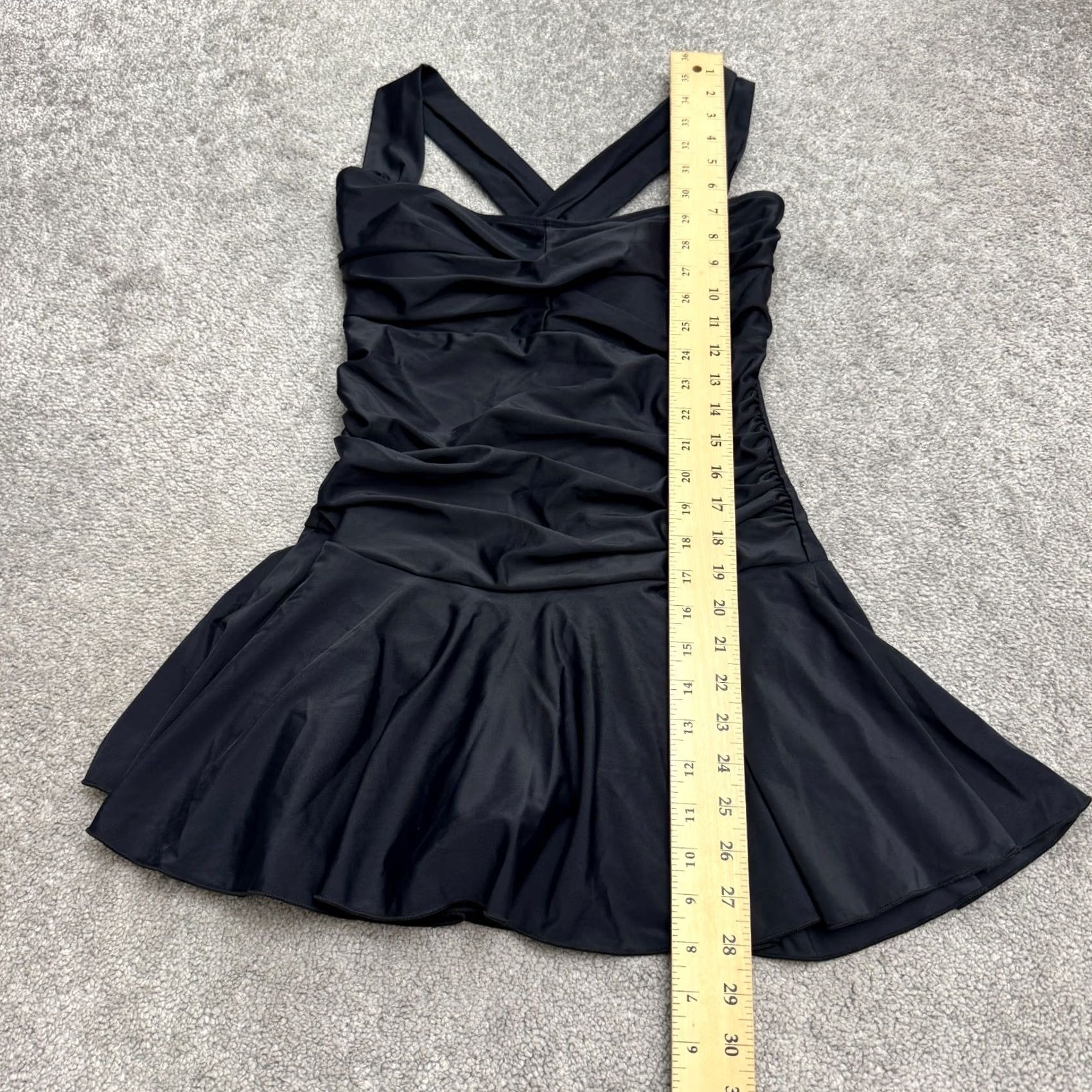 Vintage Summer Mae Swimdress Womens Large Navy Blue Ruched Cross Back 1 Piece NWT Beach Lightweight Stretch Size L / US 10 / IT 46 - 7 Thumbnail