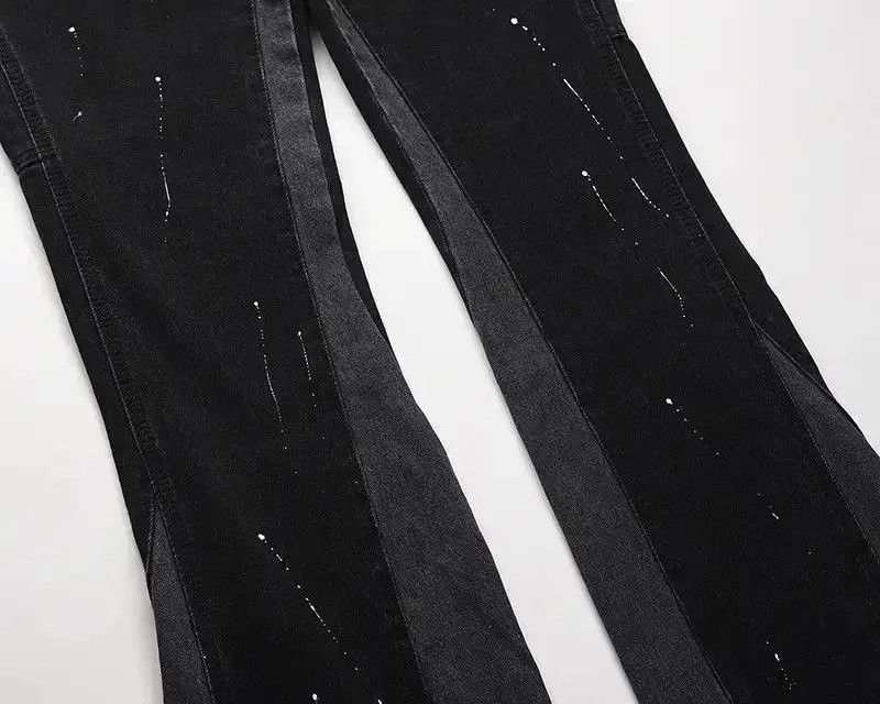 Japanese Brand Splattered Paint Flare Black Denim Jeans Size US 30 / EU 46 - 5 Thumbnail