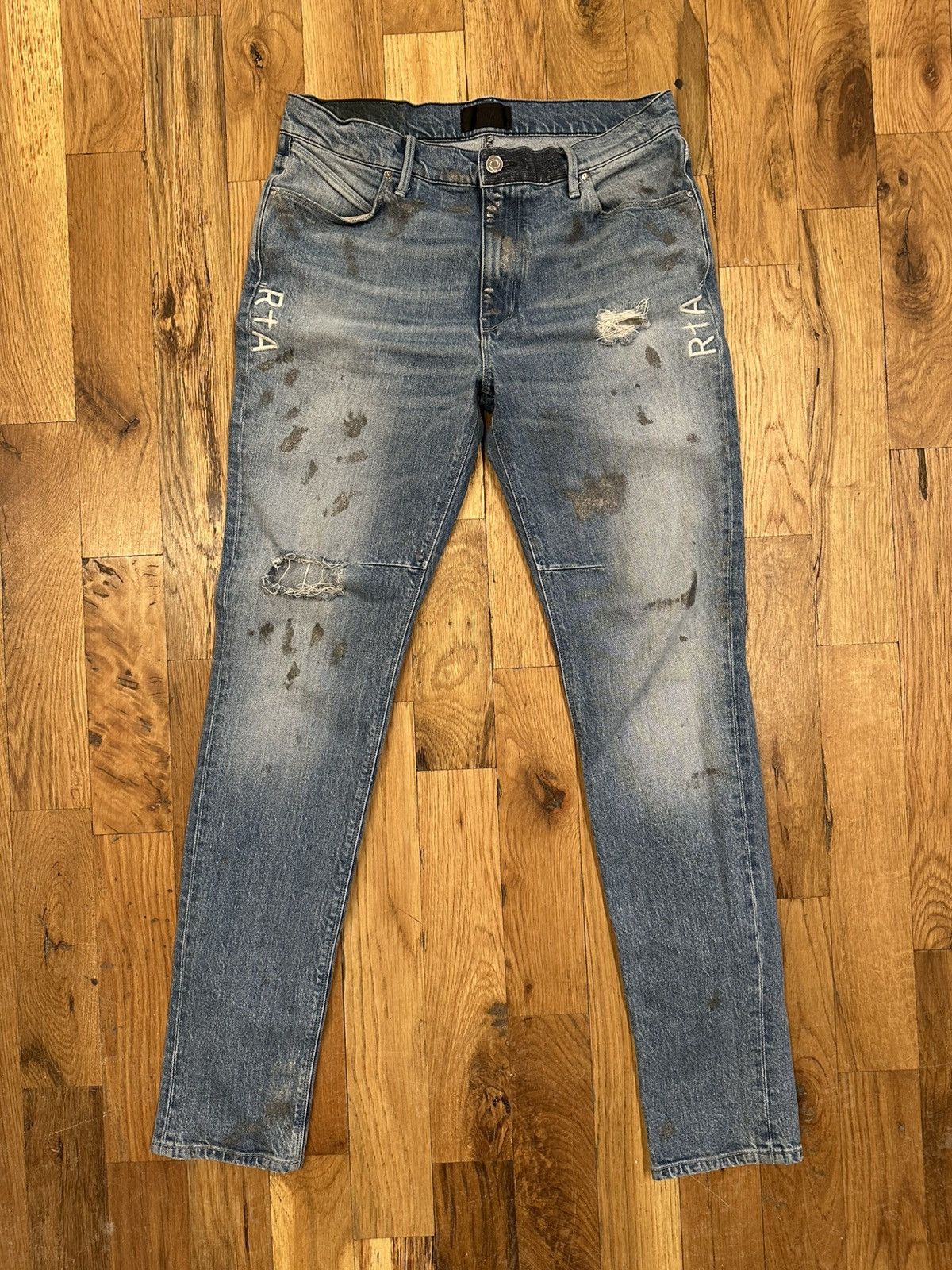 Rta Rta Silver Splatter Small Spell Blue Denim Jeans Size 31 Size US 31 - 1 Thumbnail