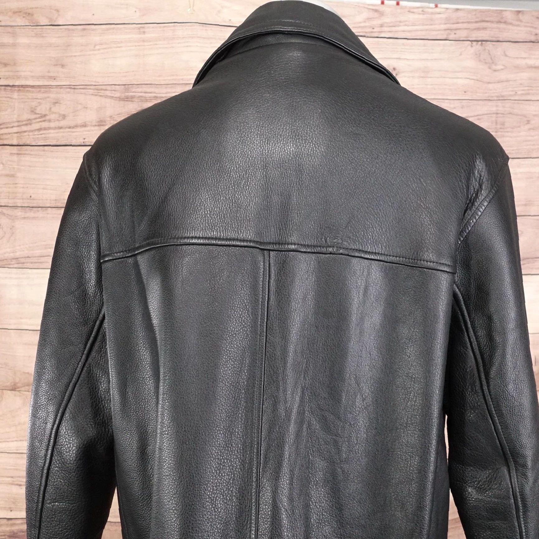 Vintage M. Julian by Wilsons Leather Coat Mens Large Black Button Overcoat Lined Warm Size US L / EU 52-54 / 3 - 6 Thumbnail