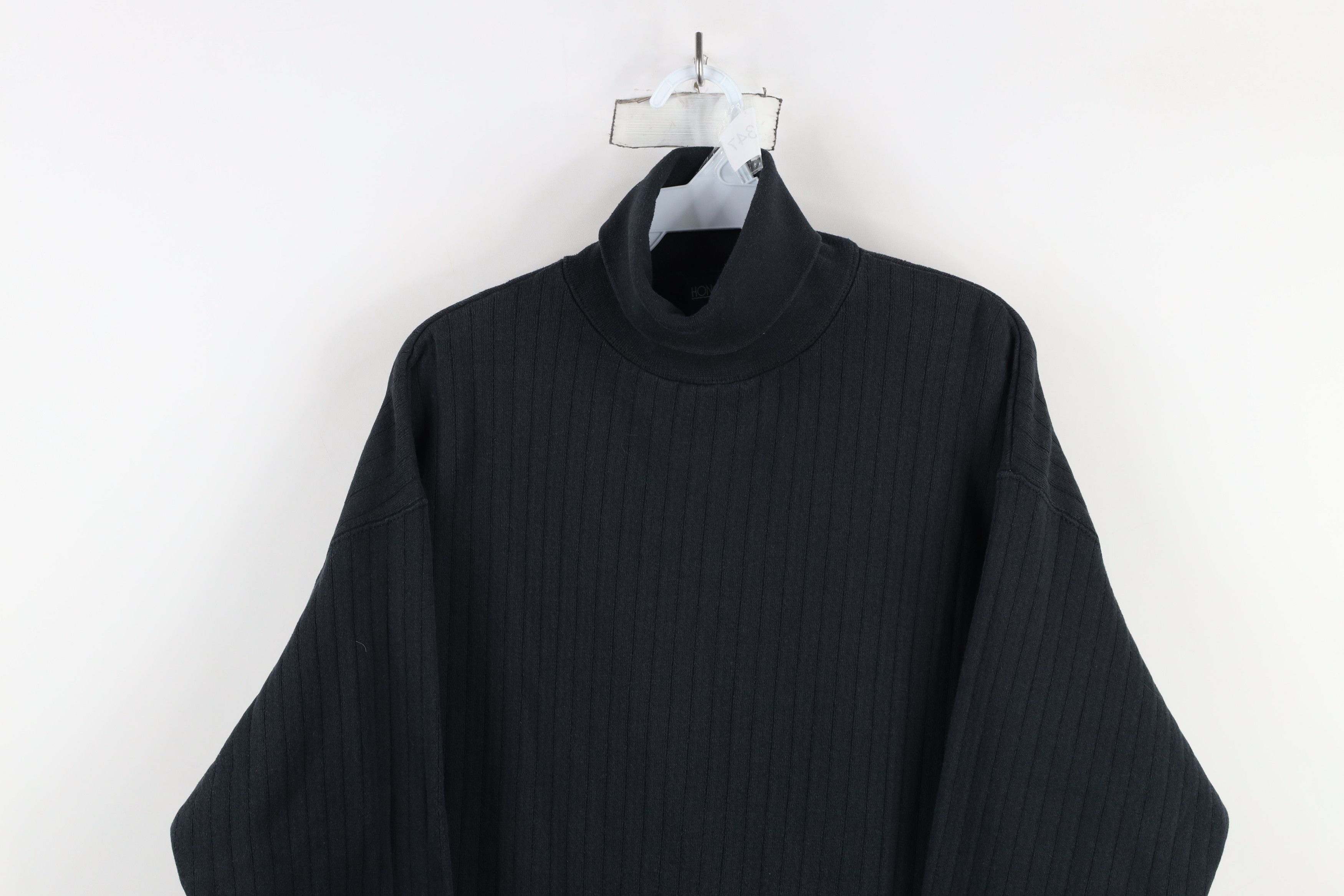 Vintage Vintage 90s Streetwear Ribbed Turtleneck Sweatshirt Black Size XL / US 12-14 / IT 48-50 - 2 Thumbnail