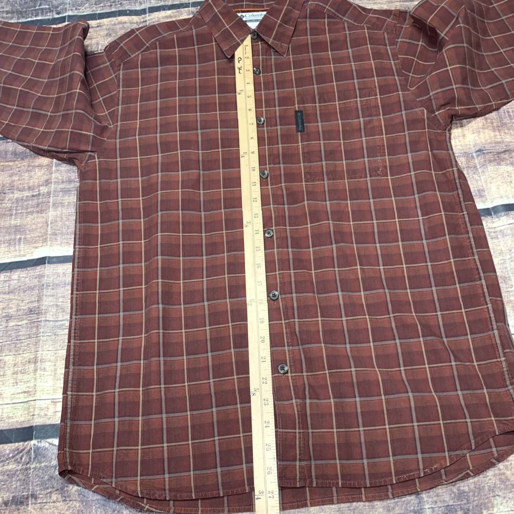 Logo 7 Columbia Mens Long Sleeve Shirt Red Black Maroon Plaid Logo Button-Up Casual Cotton Size M Size US M / EU 48-50 / 2 - 4 Thumbnail