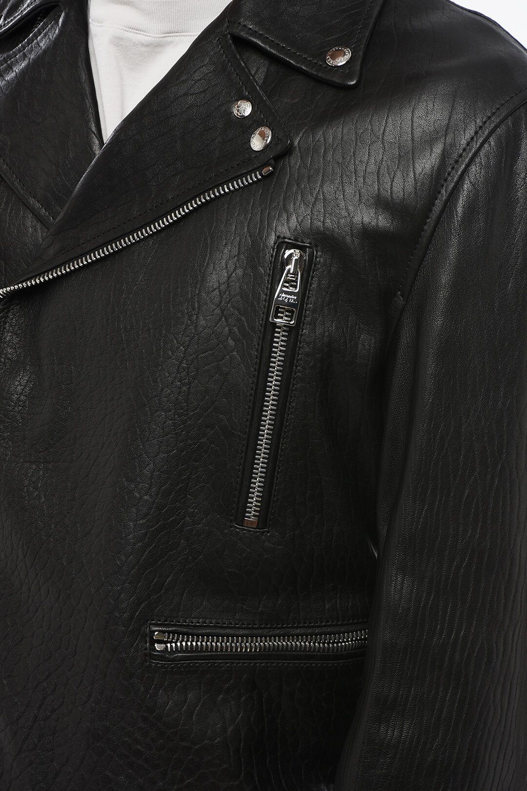 og1mm0925 Leather Biker Jacket in Black