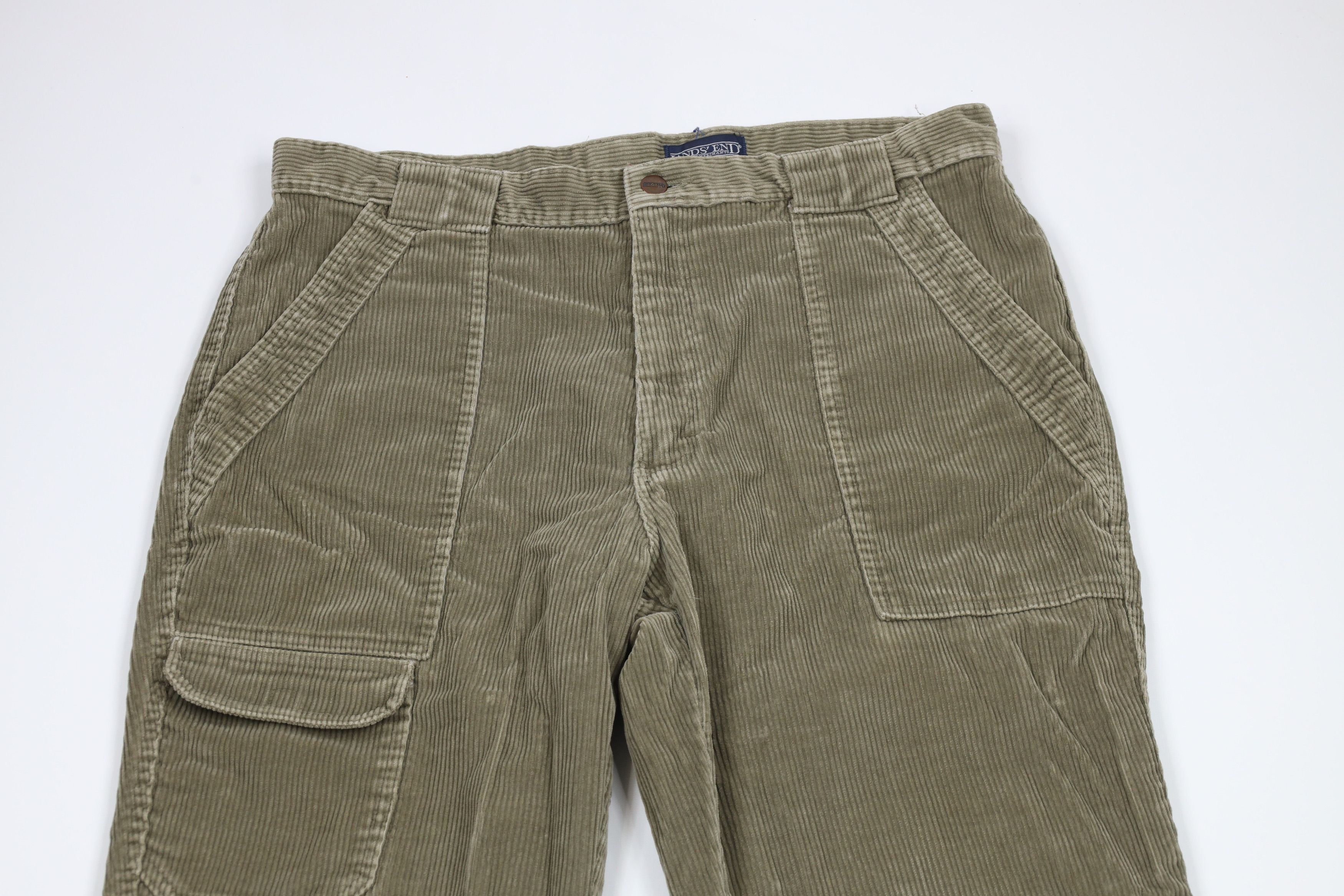 Lands' End × Vintage Vintage 90s Lands End Wide Leg Cargo Pants Green USA Size US 38 / EU 54 - 2 Thumbnail
