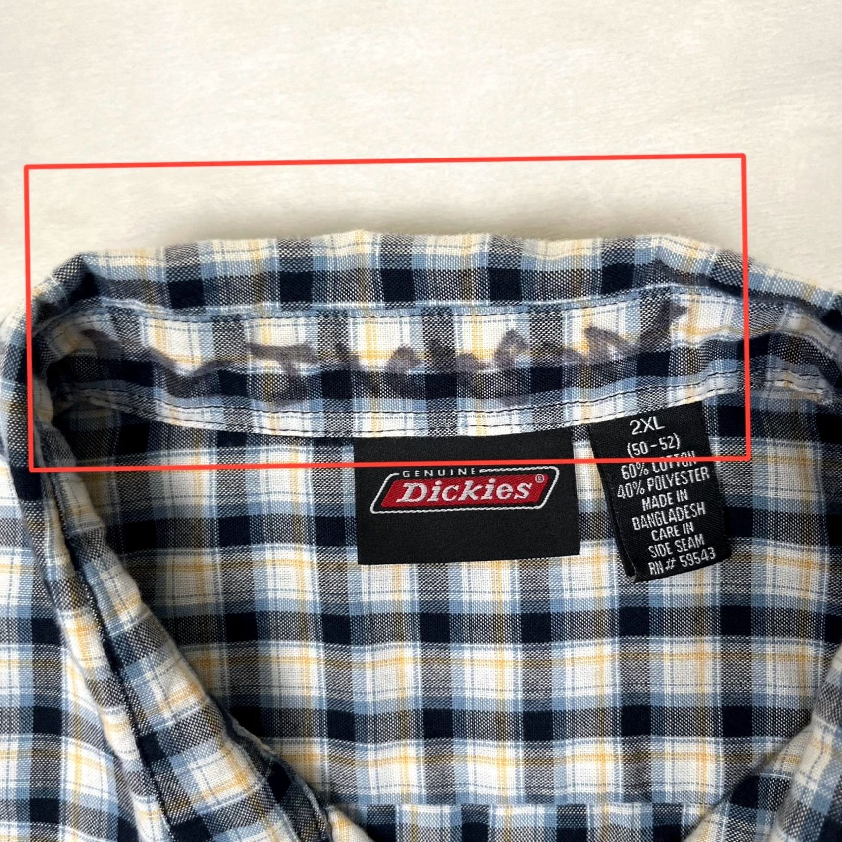 Dickies Dickies Shirt Mens 2XL Short Sleeve Button Front Check Blue White Casual Workwear Button-Up Pocketed Cotton Polyester Regular Size US XXL / EU 58 / 5 - 3 Thumbnail