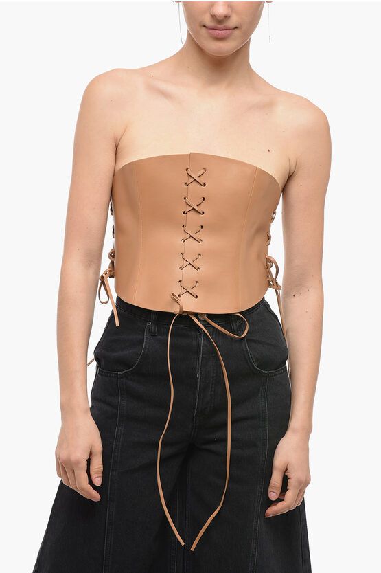 Dior Lace-Up Leather Corset Belt With Double Golden Buckle 260Mm in Brown, Women's