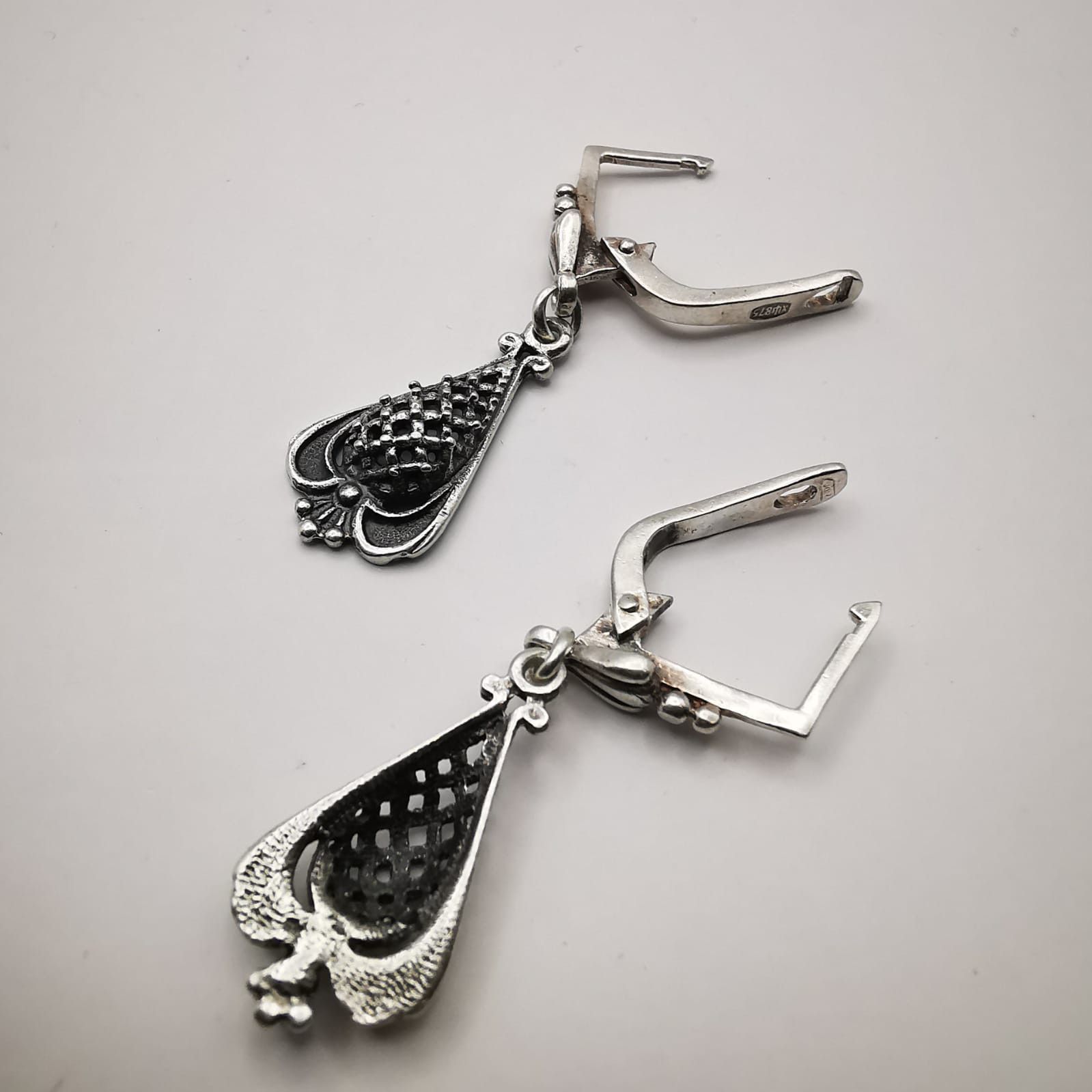 Vintage Vintage Filigree Women's 875 Silver Earrings Jewelry 4,6 g Size ONE SIZE - 4 Thumbnail