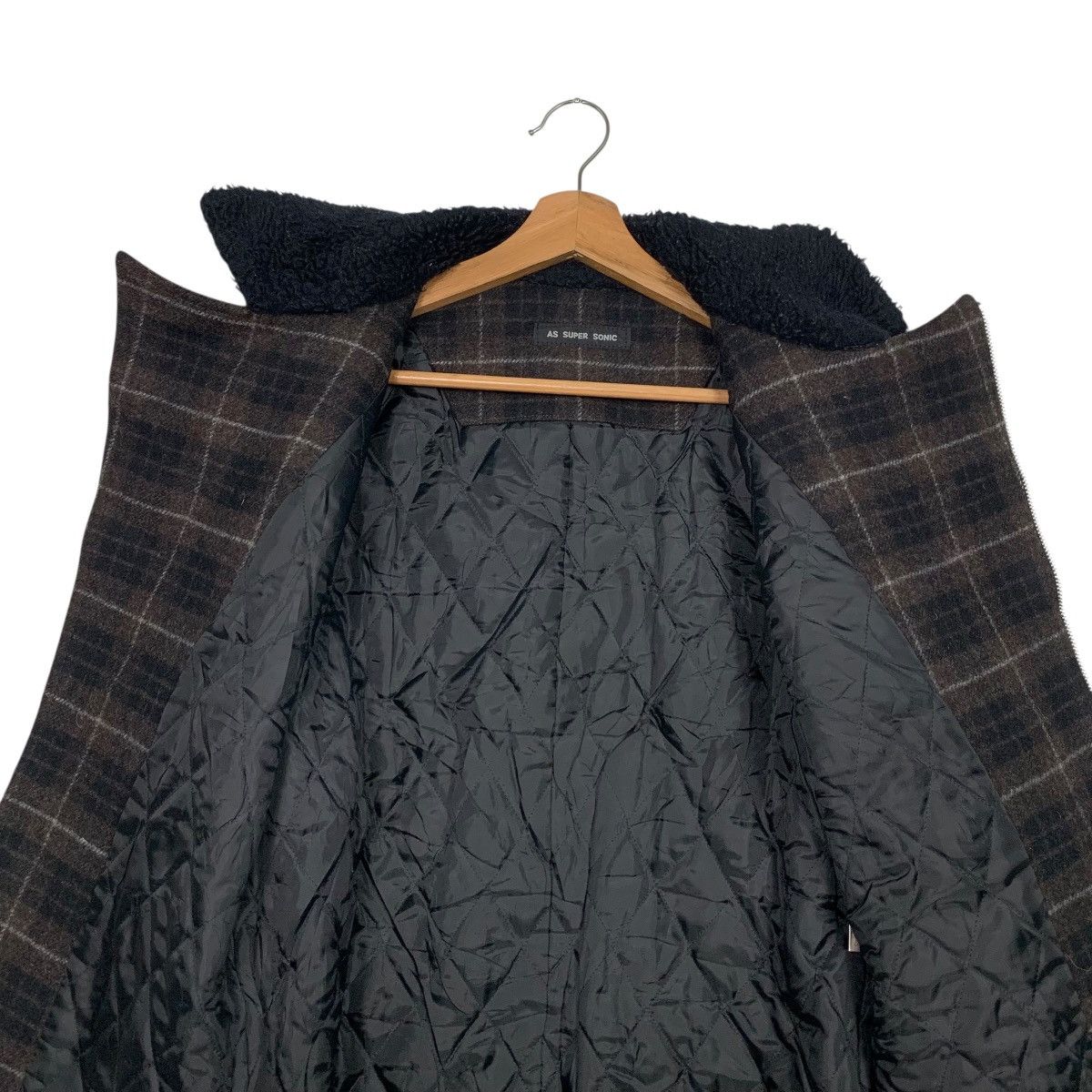 Japanese Brand AS SUPER SONIC Wool Checked Asymmetrical Jacket #2939-C133 Size US M / EU 48-50 / 2 - 10 Thumbnail