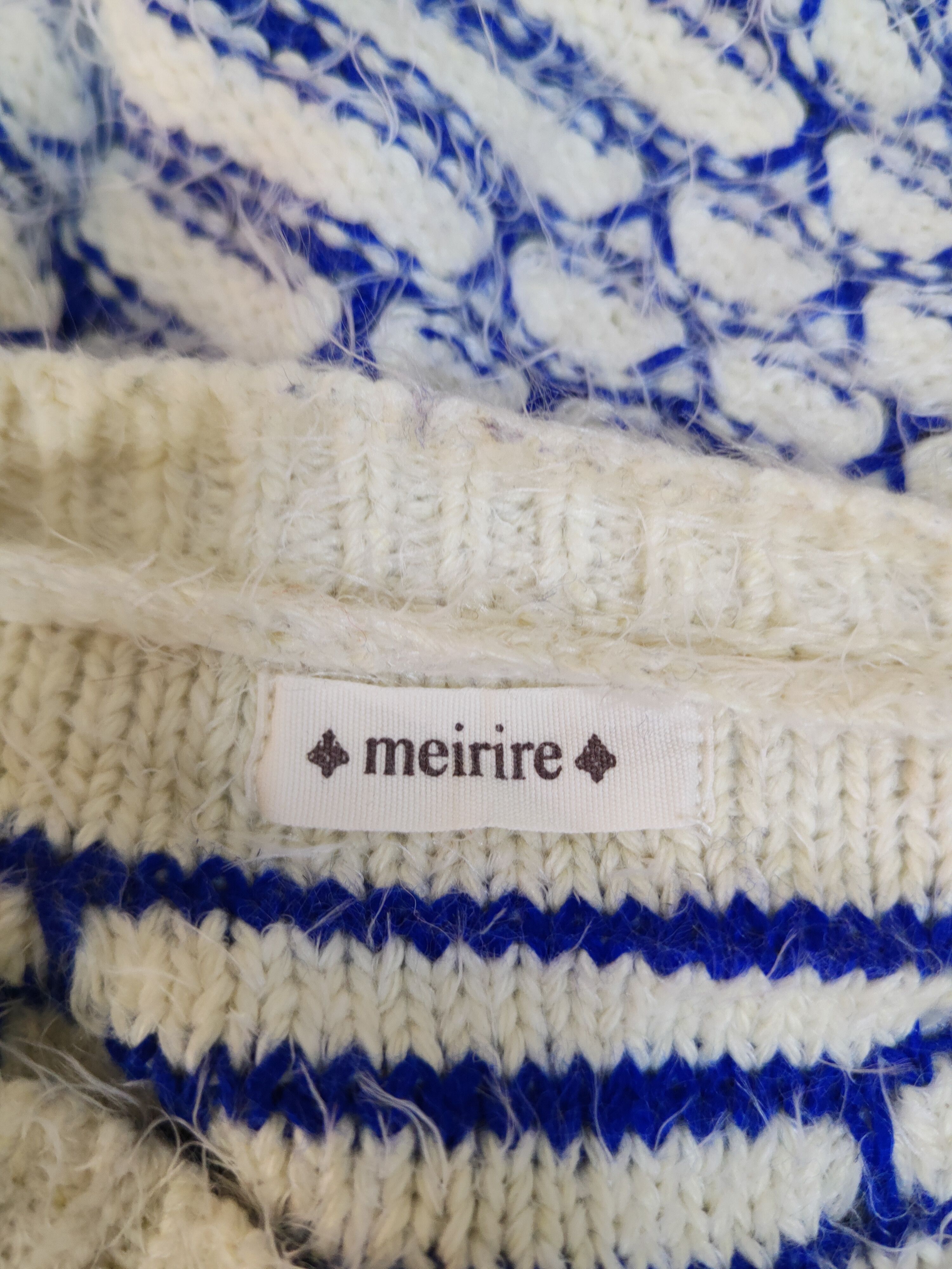 Homespun Knitwear Meirire Blue White Shag Shaggy Fur Mohair Knitwear #2001 Size S / US 4 / IT 40 - 12 Thumbnail