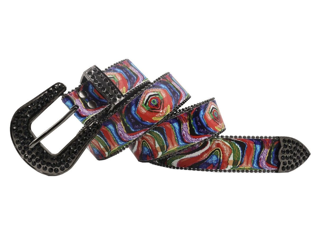 Japanese Brand × Vintage Colourful retro pattern rhinestone studded rivet belt Size ONE SIZE - 2 Thumbnail
