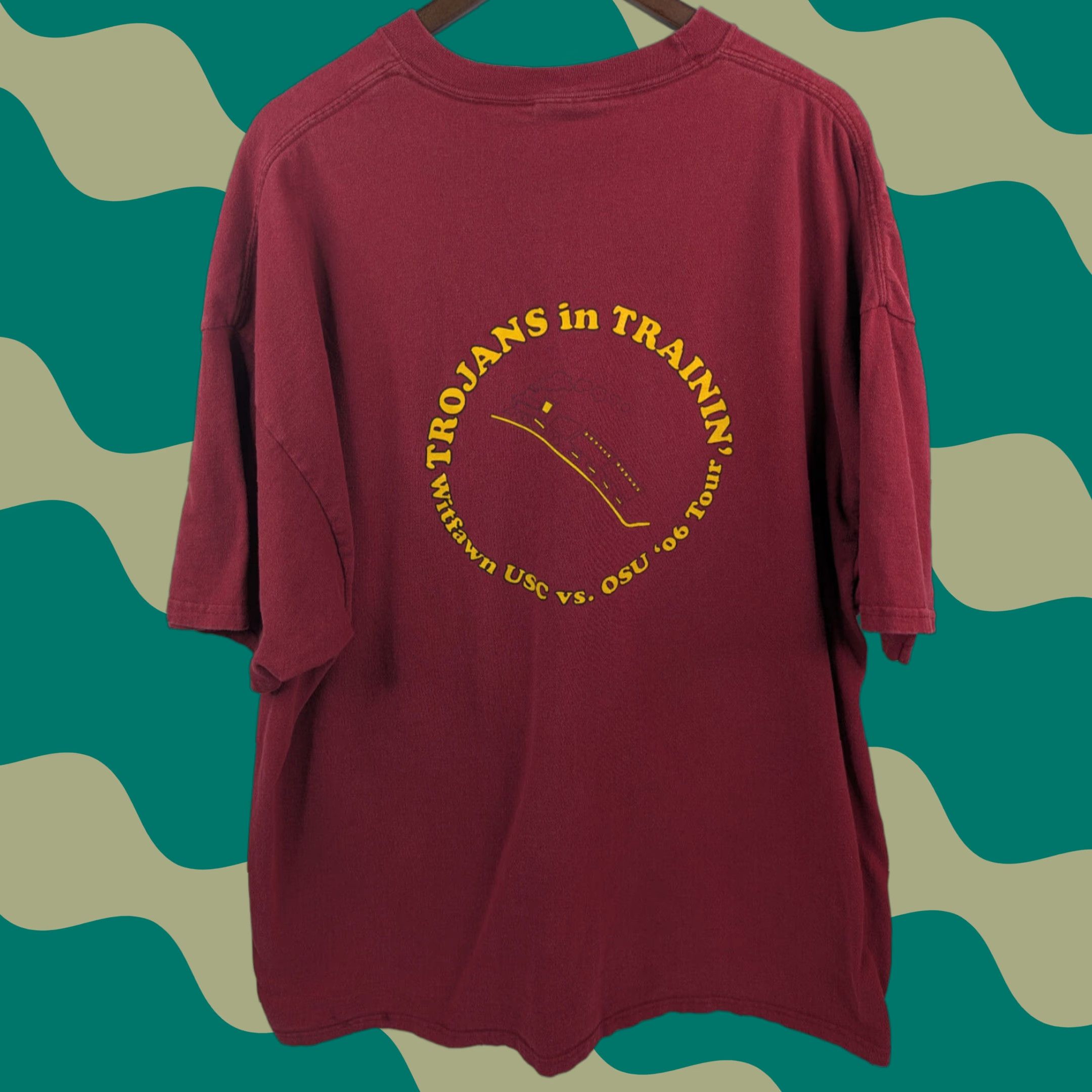 Vintage VINTAGE Witfawn Tours Trojans Training USC vs. OSU Red Shirt 3XL Hanes Beefy T-Shirt Mens Short Sleeve Cotton Red Logo Size US XXL / EU 58 / 5 - 1 Thumbnail