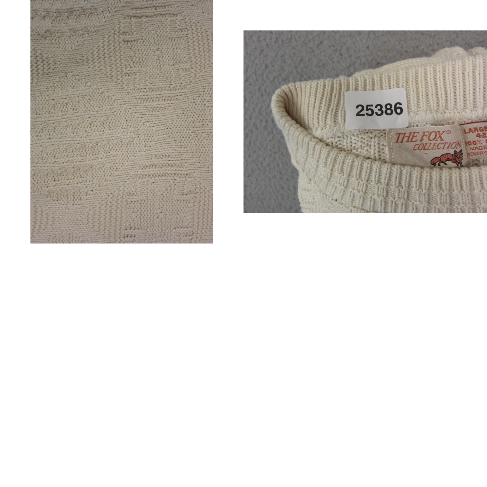 Vintage VINTAGE The Fox Collection Sweater Mens Large Tall LT Ivory Cotton Knit Crew Neck Long Sleeve Pullover All Seasons City Retro Clothing Mens LT Size US L / EU 52-54 / 3 - 9 Thumbnail