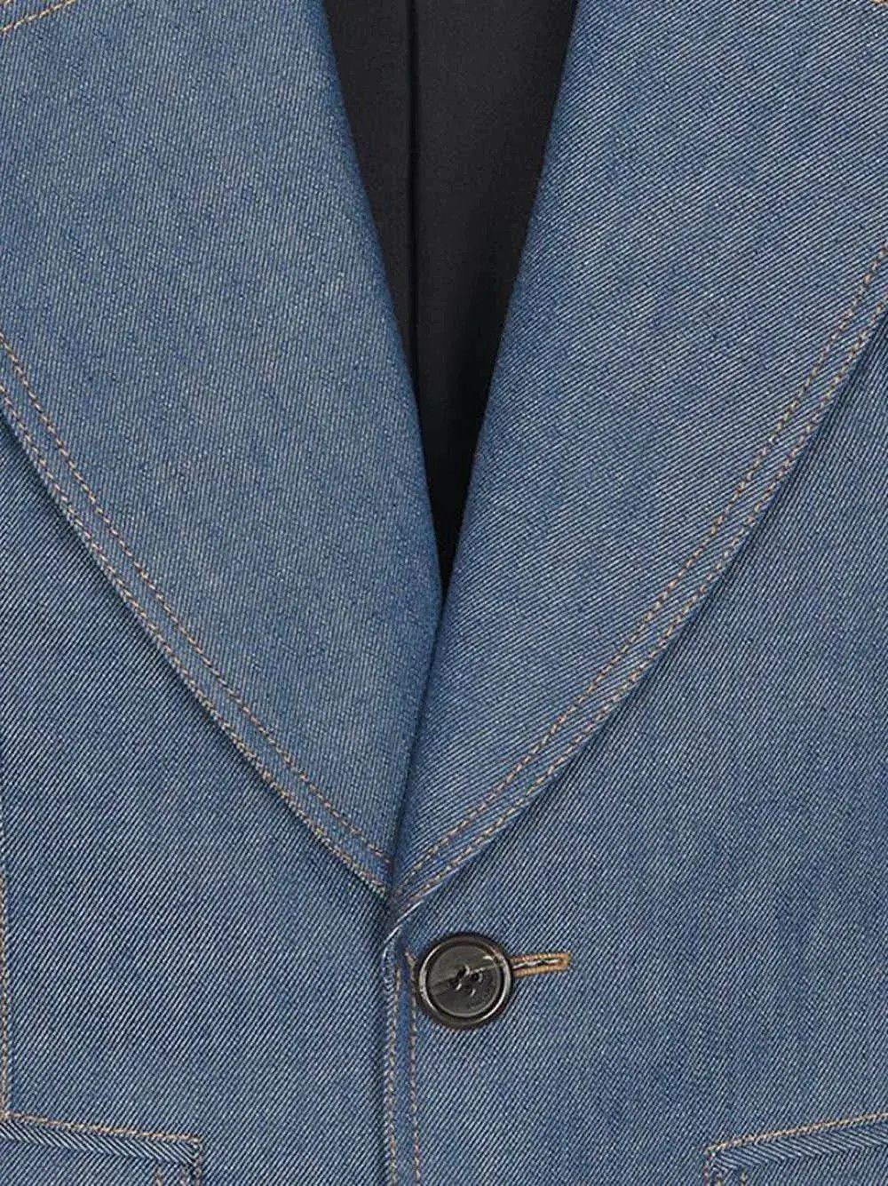 Saint Laurent Paris o1s1wg111124 Single-Breasted Tailored Dress in Denim Blue Size M / US 6-8 / IT 42-44 - 2 Thumbnail