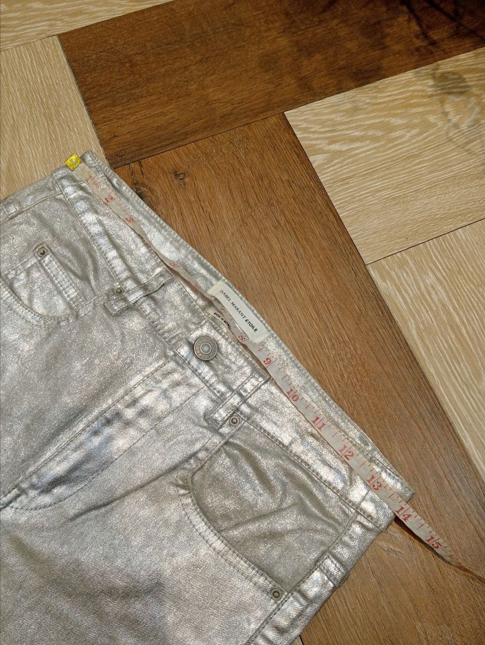 Isabel Marant ISABEL MARANT ETOILE SILVER COATED METALLIC SKINNY JEANS Size 25" / US 0 / IT 36 - 10 Thumbnail