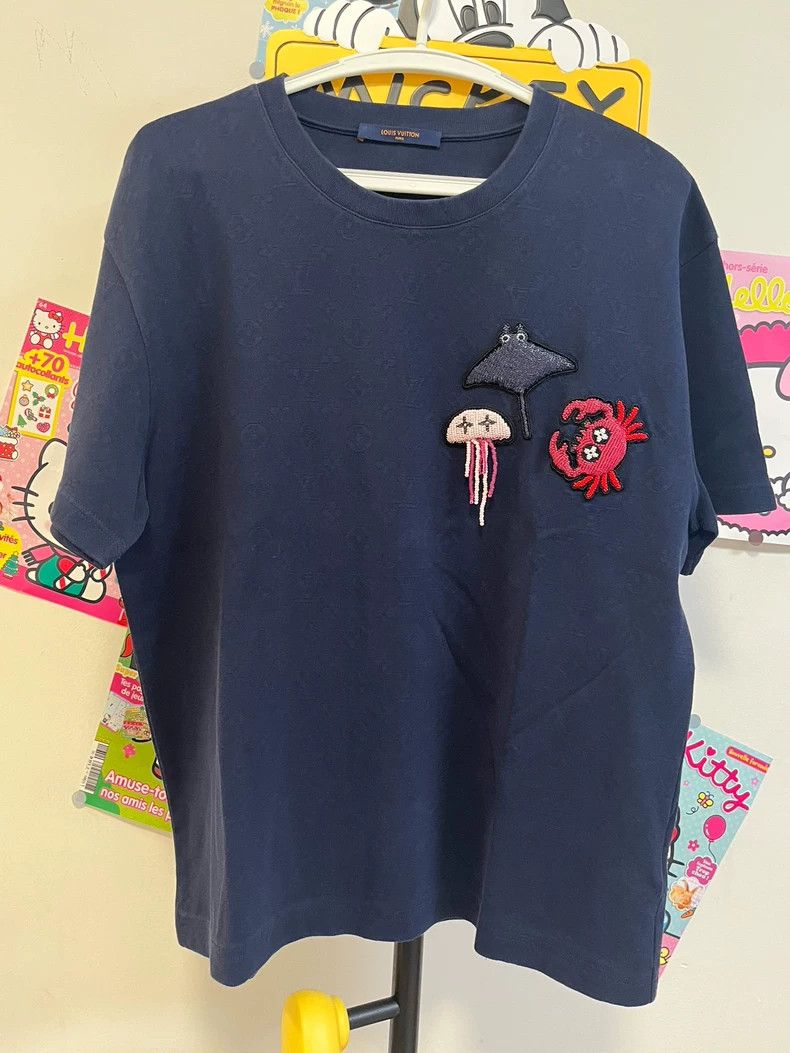 Louis Vuitton Louis Vuitton Navy Blue Ocean Beaded Short Sleeve Size US M / EU 48-50 / 2 - 1 Thumbnail