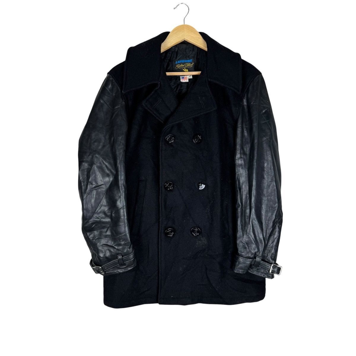 I. Spiewak And Sons ☀️I SPIEWAK SONS LEATHER PART PEACOAT JACKET Size US M / EU 48-50 / 2 - 1 Thumbnail