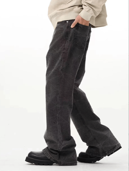 Japanese Brand Men's black trendy loose casual washed flared jeans Size US 32 / EU 48 - 4 Thumbnail