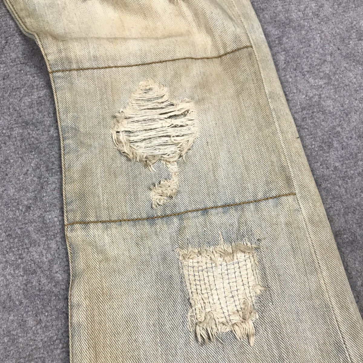 14th Addiction × If Six Was Nine × Le Grande Bleu (L.G.B.) FLARE💀RIPPED DISTRESSED LIGHT RUSTY LGB STYLE DENIM PANTS Size US 32 / EU 48 - 5 Thumbnail