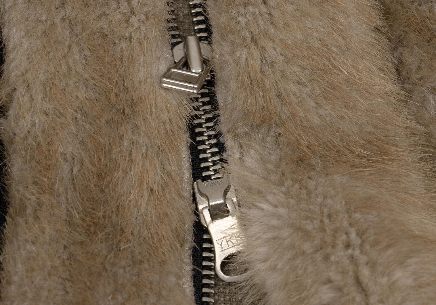 Jean Paul Gaultier Fur Striped Double Zip Coat in Beige and Black Size US XXL / EU 58 / 5 - 8 Thumbnail
