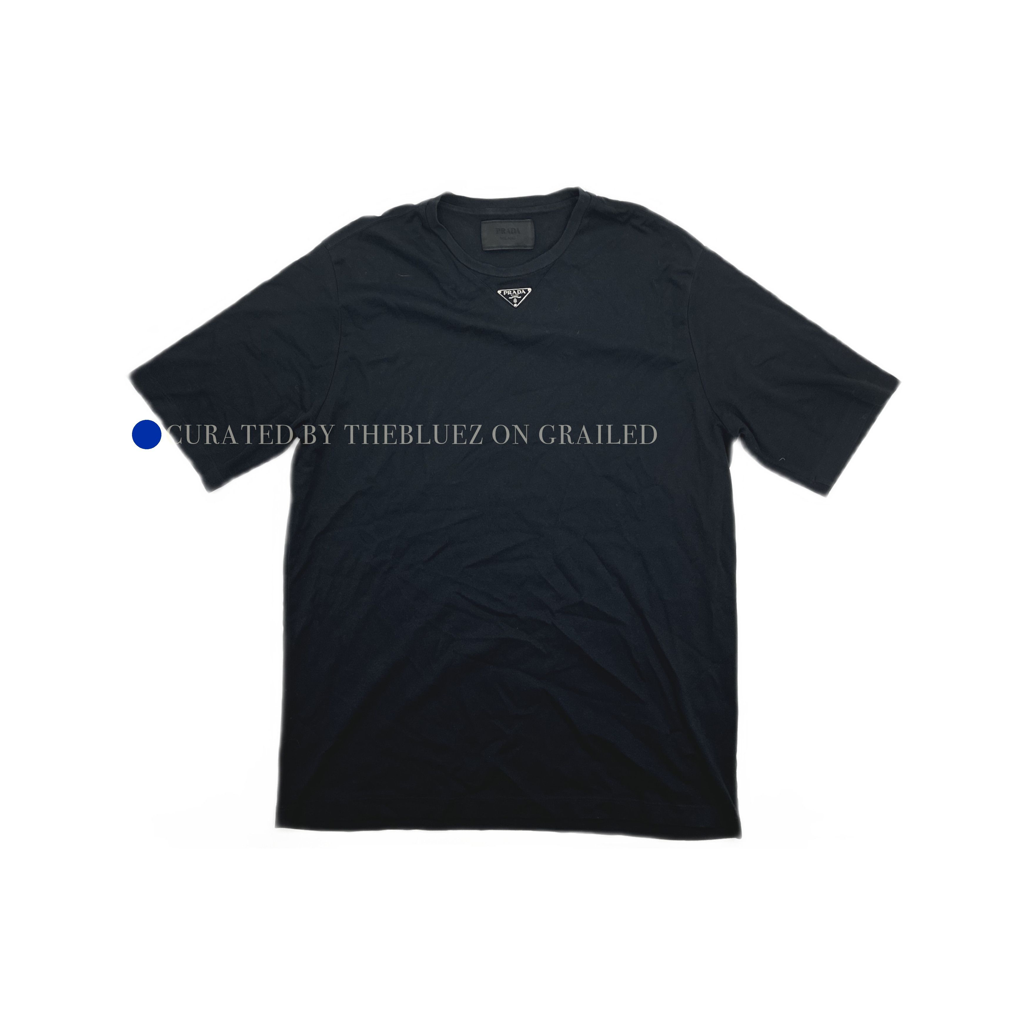Prada Black Triangle Logo Short Sleeve Tee in XL Size US XL / EU 56 / 4 - 1 Thumbnail