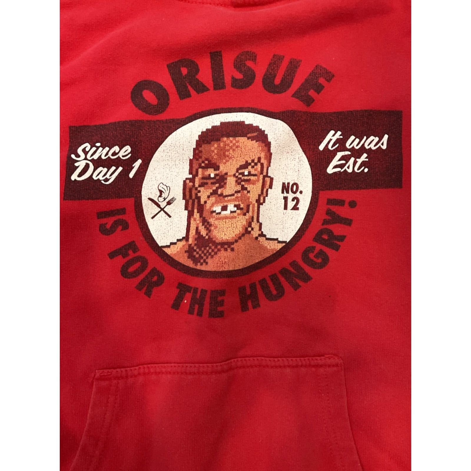 Vintage Orisue Is For The Hungry Mike Tyson Hoodie Size M Mens Pullover Graphic Print Red USA Sweatshirt Cotton Fleece All Seasons Size US M / EU 48-50 / 2 - 6 Thumbnail