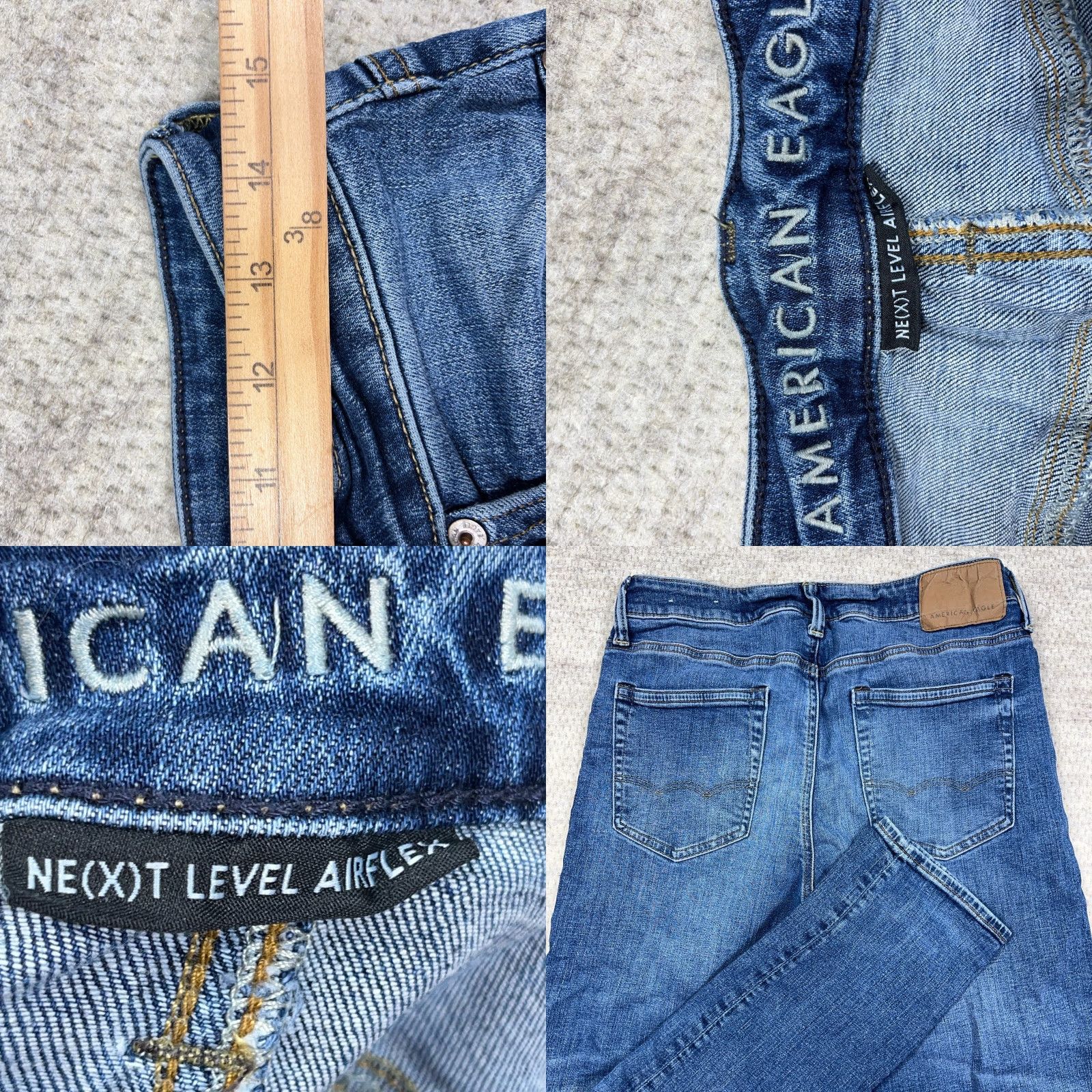 American Eagle Outfitters American Eagle Jeans Men 31x32 Slim Fit Straight Leg Distressed Faded Flex Holes Size US 31 - 9 Thumbnail