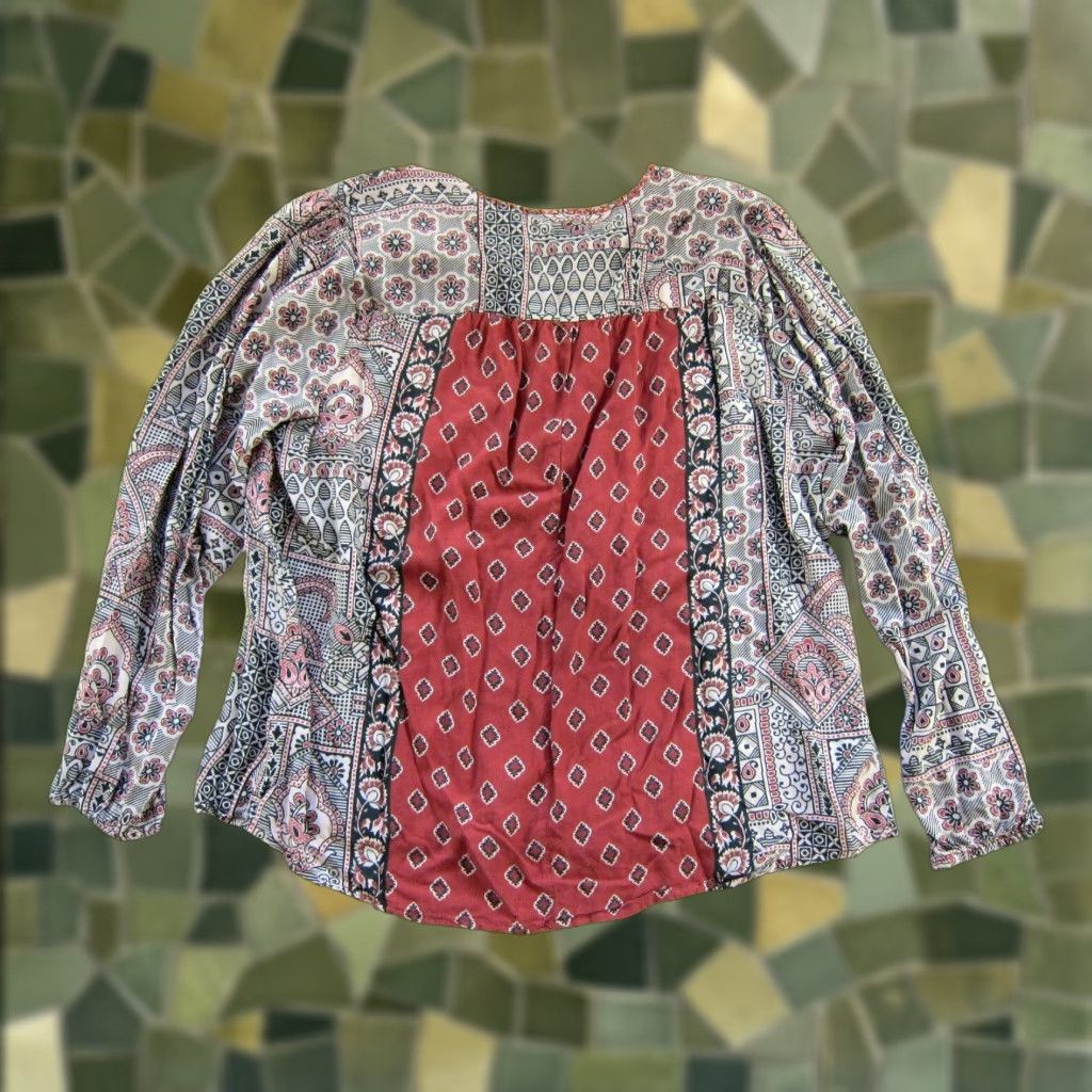 Vintage Tolani Collection Blouse Long Sleeve Peasant L Tolani Collection Red Blouse 100% Rayon Womens Summer Fall Spring Winter Size L / US 10 / IT 46 - 1 Thumbnail