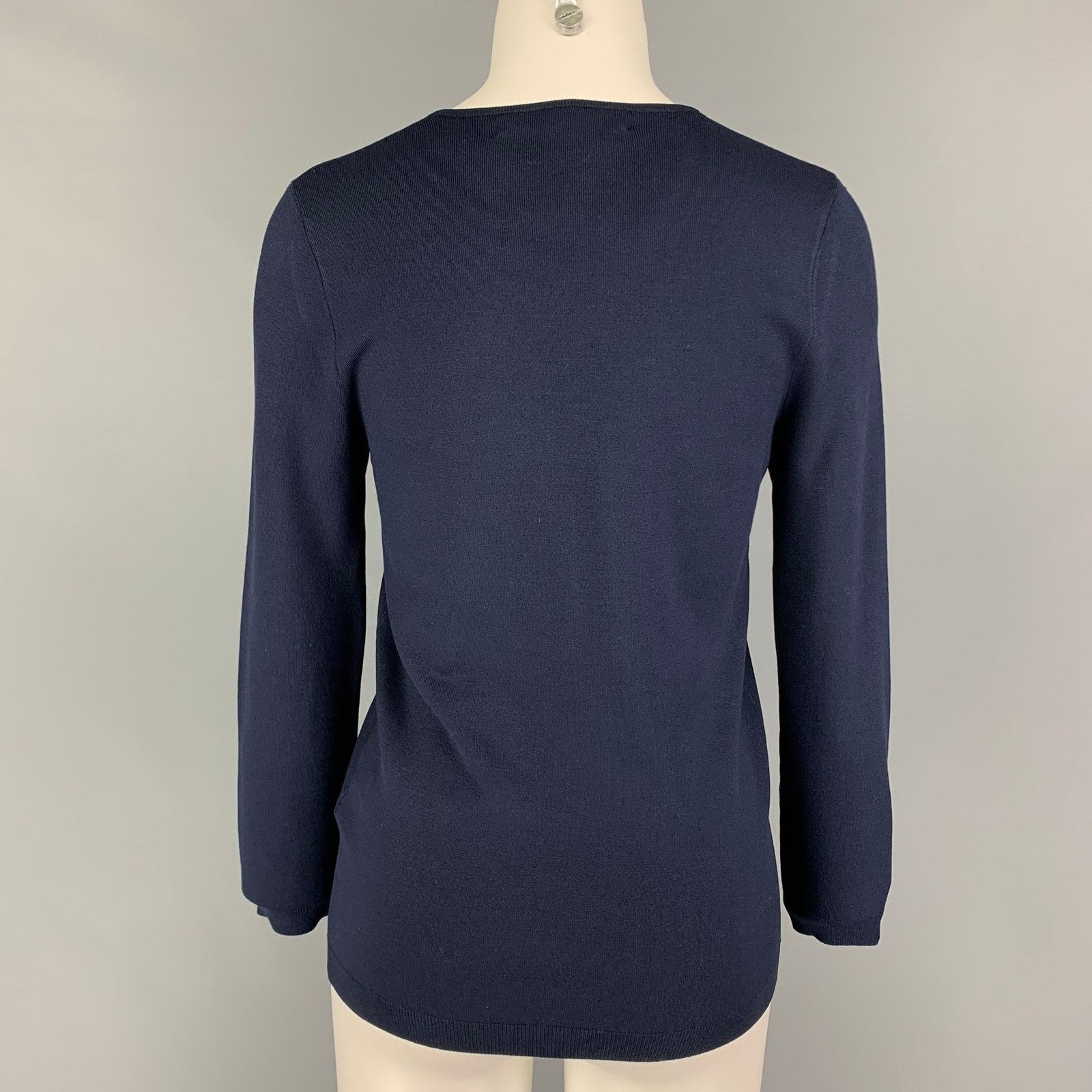 Ralph Lauren M Navy Silk Blend Long Sleeve Pullover Size M / US 6-8 / IT 42-44 - 3 Thumbnail