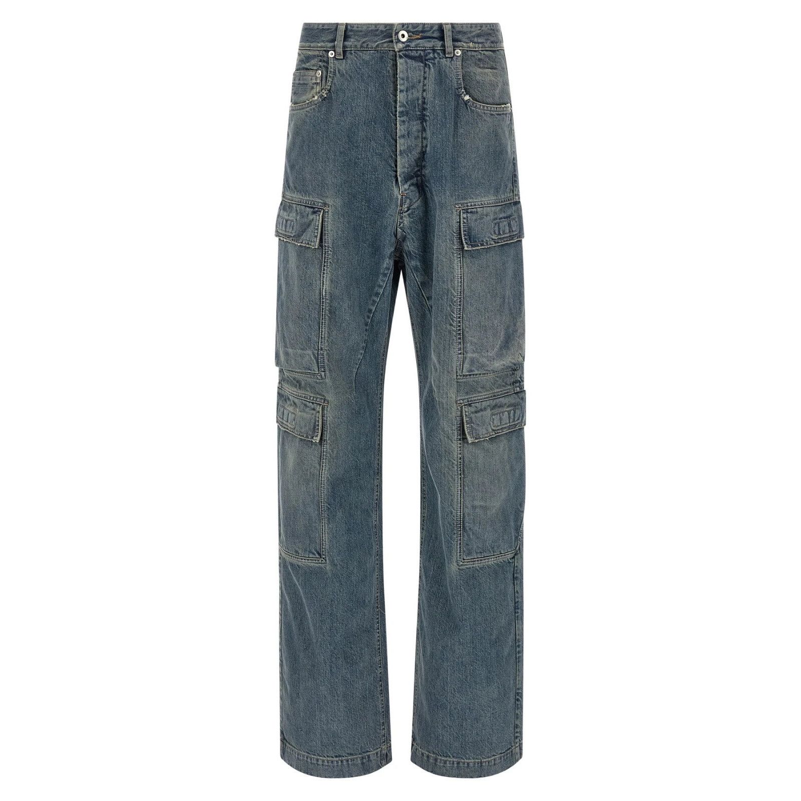 RICK OWENS DRKSHDW Double Cargo Blue Denim Jeans New & Authe