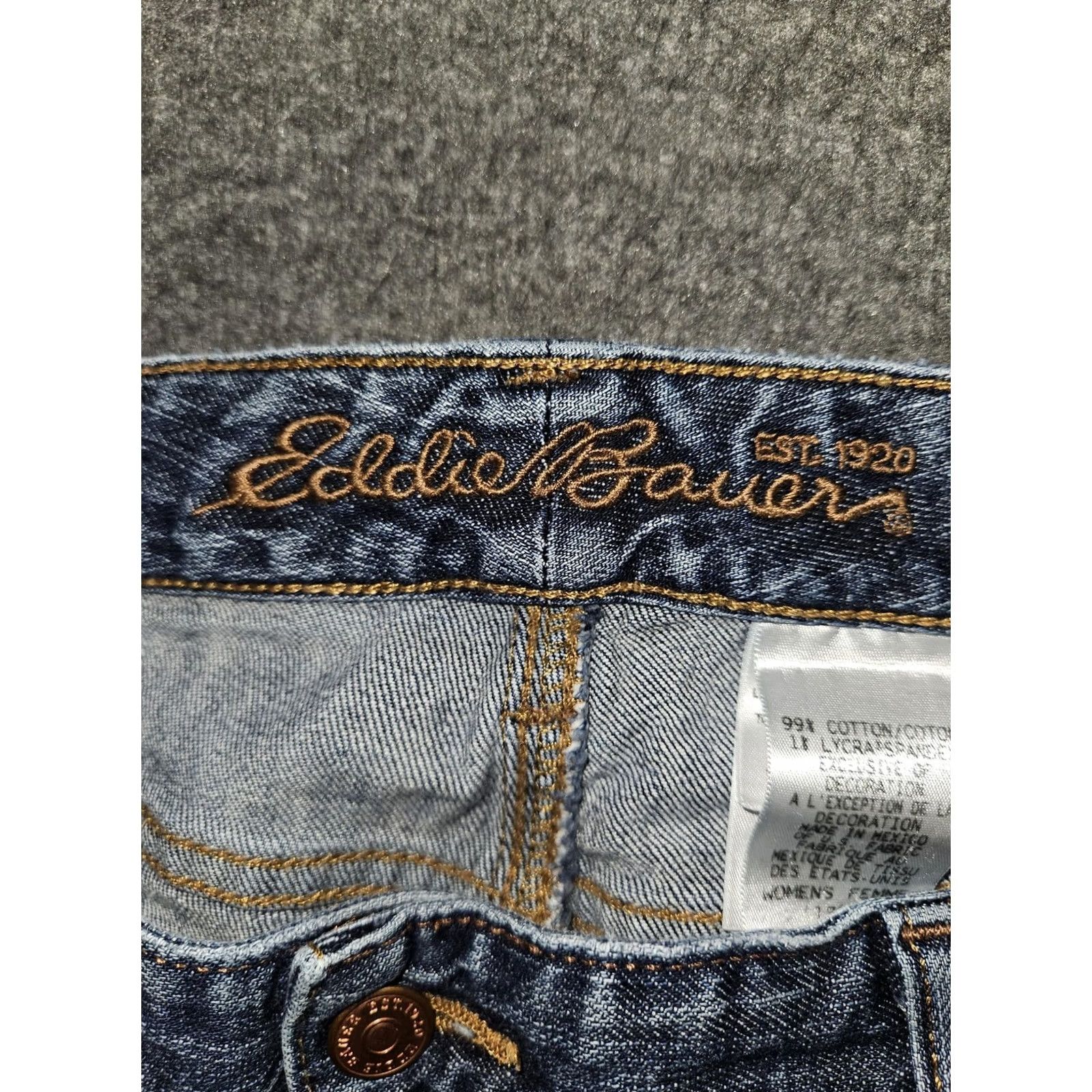 Eddie Bauer Eddie Bauer Jeans Women's 12 Blue Denim Straight Leg Mid Rise Distressed Stretch Denim 5-Pocket Size 34" / US 12 / IT 48 - 2 Thumbnail
