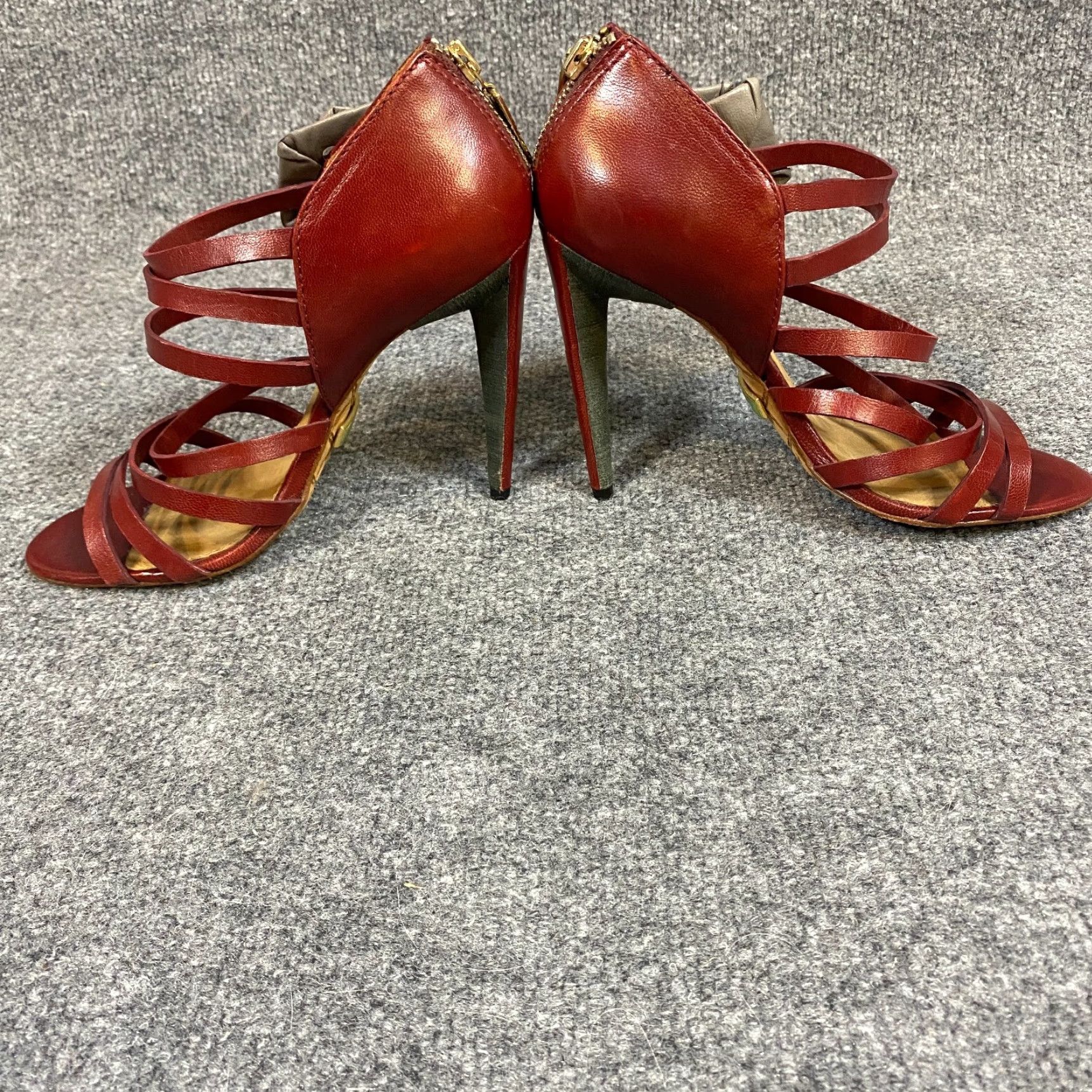 L.A.M.B. L.A.M.B. Womens Pumps 8M Red Stiletto Heels Leather Open Toe Pump Womens Size US 8 / IT 38 - 5 Thumbnail