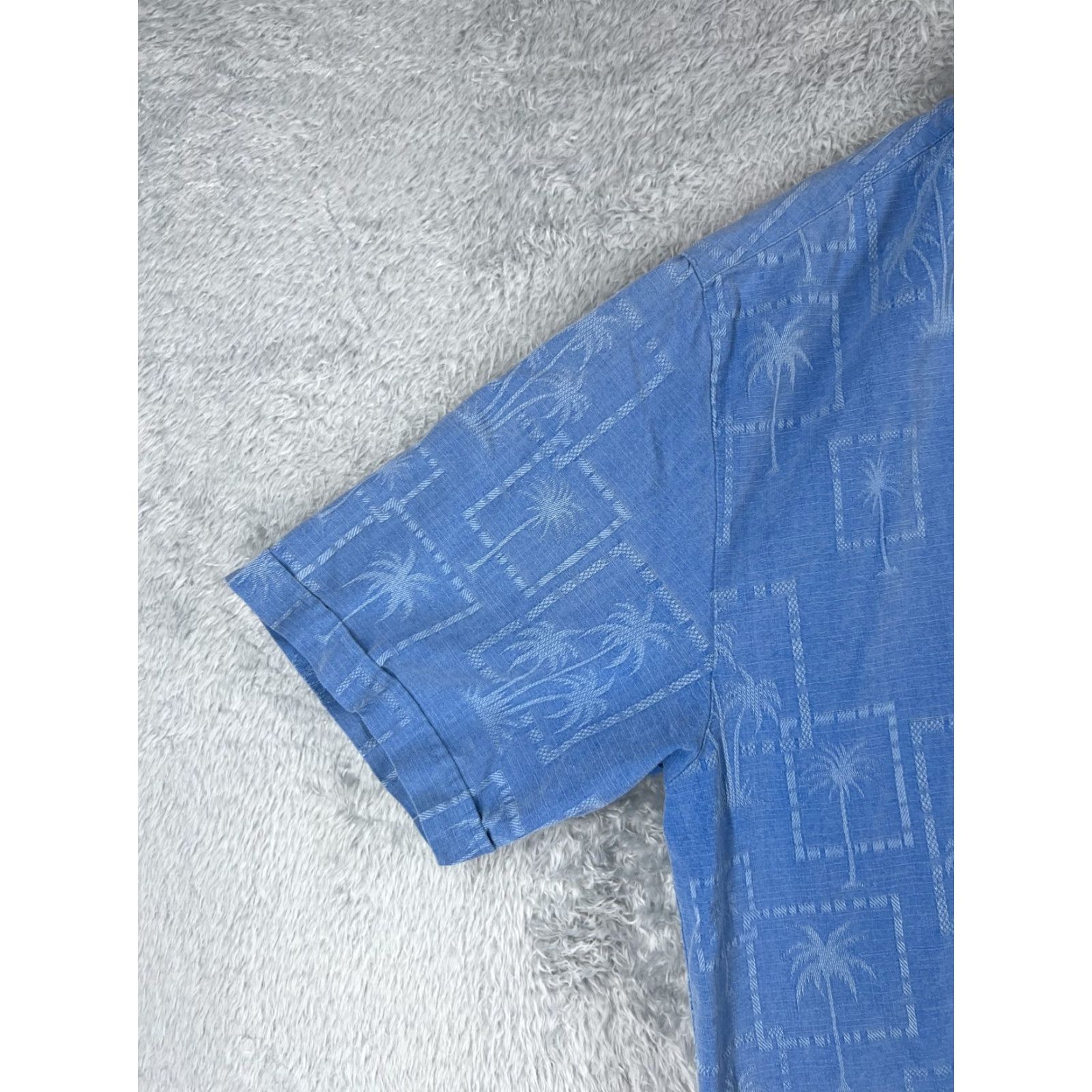Vintage Jamaica Jaxx Shirt Men Large Blue Palm Tile Button Up Pocket Hawaiian 100% Silk Size US L / EU 52-54 / 3 - 3 Thumbnail