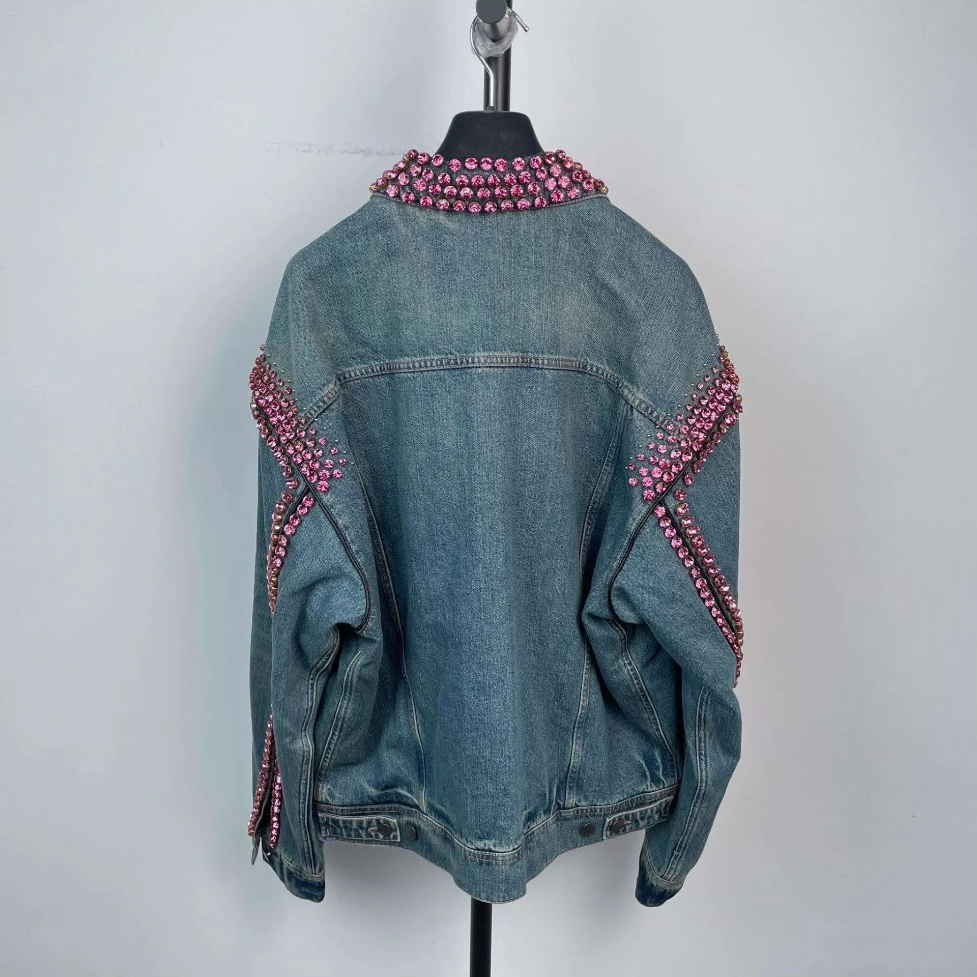 Prada Prada Crystal Denim Jacket Blue 40 98 New Size S / US 4 / IT 40 - 2 Thumbnail