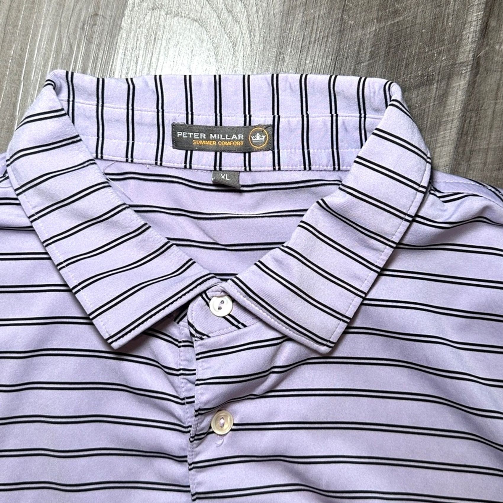 Peter Millar Peter Millar Summer Comfort Striped Desert Springs Golf Polo XL Men Purple Stripes Size US XL / EU 56 / 4 - 5 Thumbnail