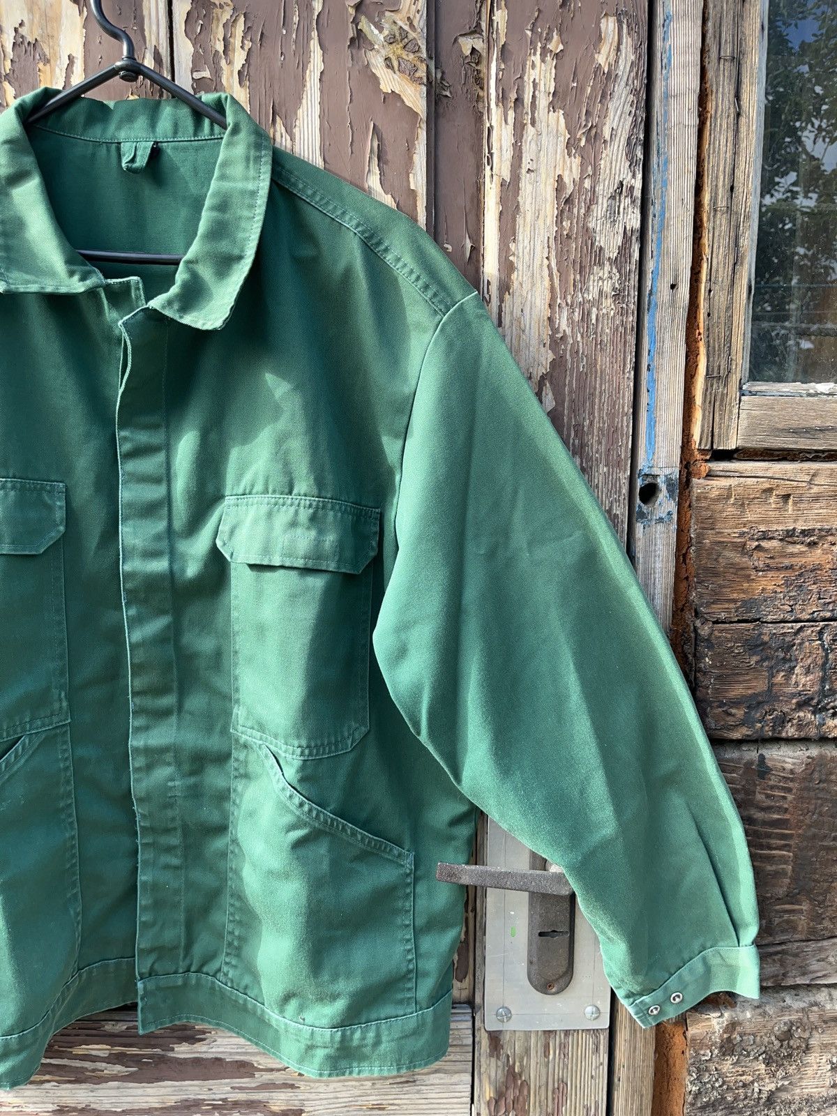 Le Laboureur Vintage 80s German Green Sanfor Chore Jacket Workwear Size US L / EU 52-54 / 3 - 3 Thumbnail